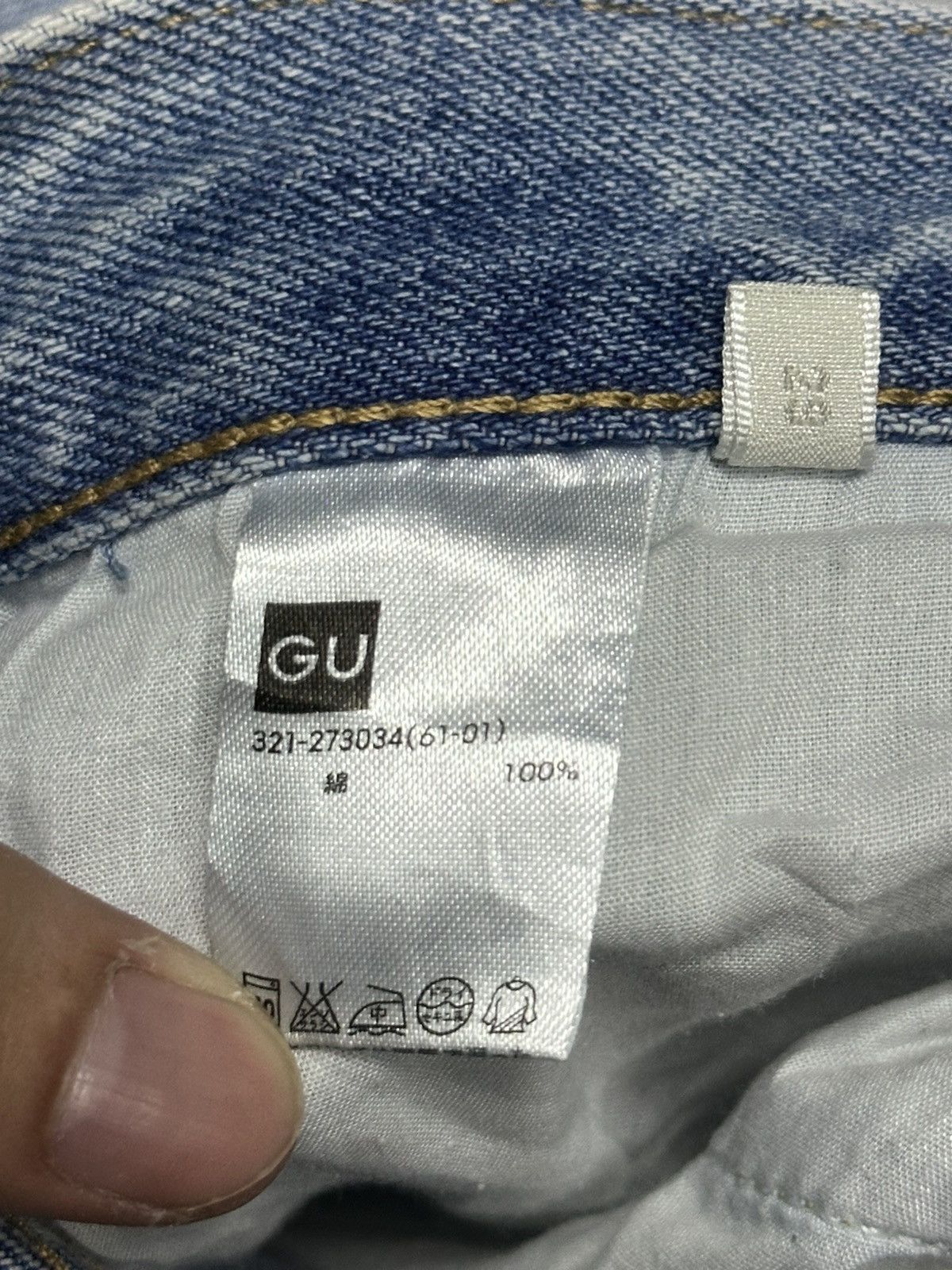 GU × Japanese Brand GU Distressed Slim Jeans Faded Wash Size US 31 - 8 Thumbnail