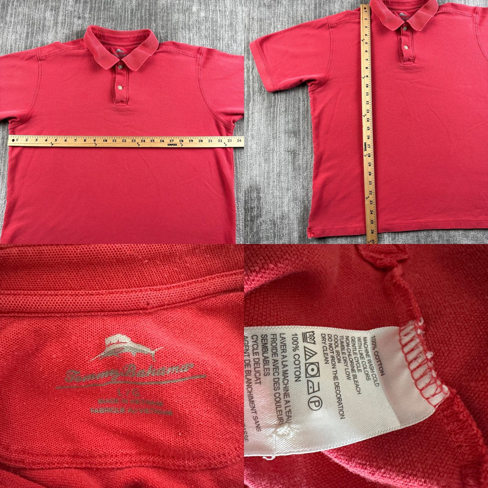 Tommy Bahama Tommy Bahama Polo Shirt Adult Large Red Cotton Mens Short Sleeve Polo Collared Button Casual Beach Aloha Hawaii Marlin Logo Size US L / EU 52-54 / 3 - 8 Thumbnail