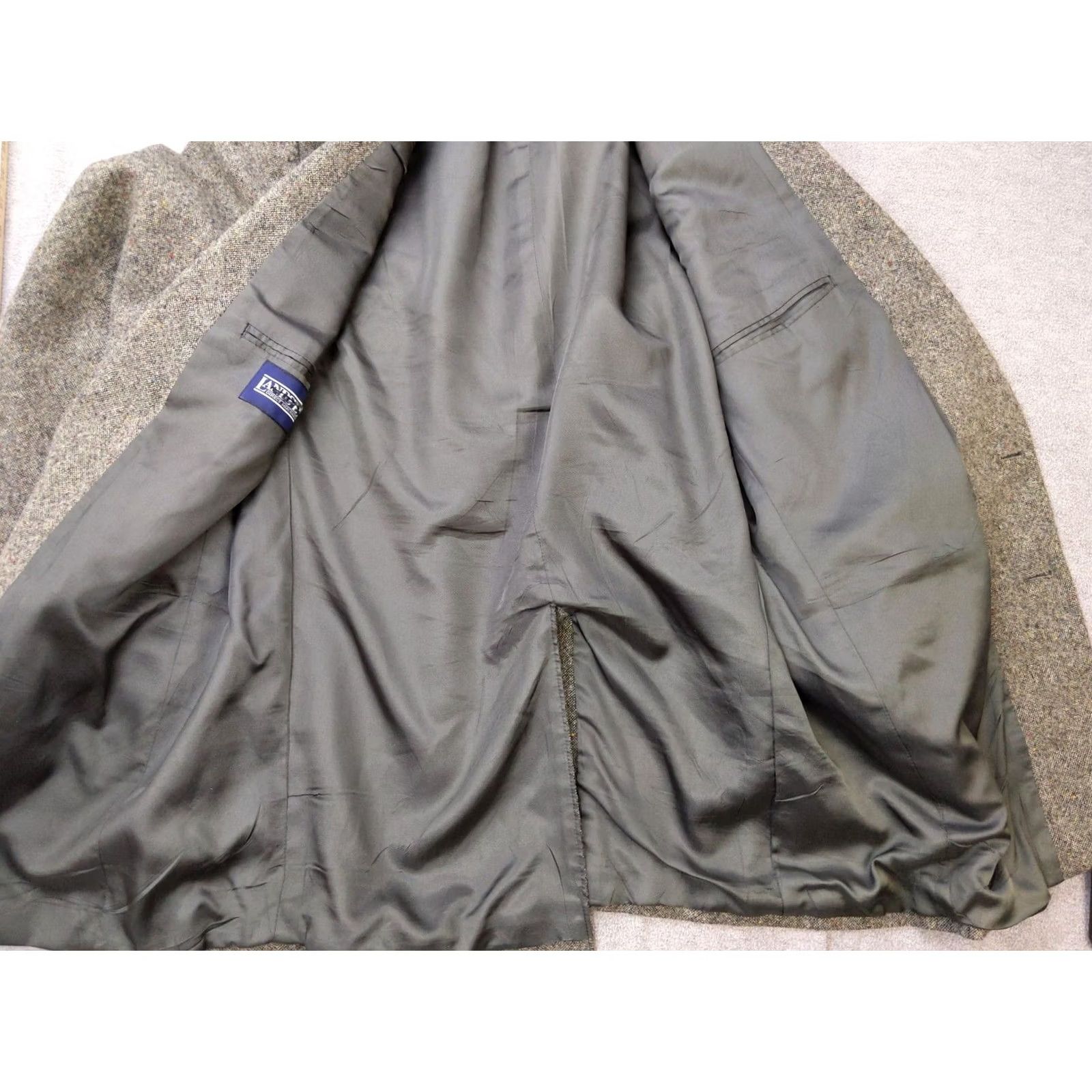 Lands' End Lands End Blazer Mens Large Long Gray Wool Herringbone Tweed Sport Coat Jacket USA Size 38R - 5 Thumbnail