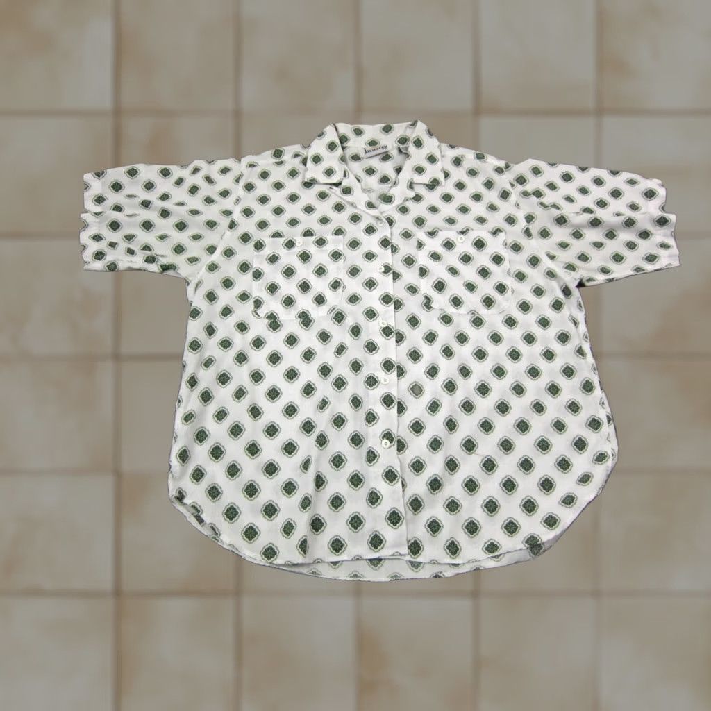 Vintage VINTAGE Linnay Button-Up Shirt Womens 14 Paisley White Green 70s Casual Short Sleeve Collared Button-Up Womens Menus Mens Size XL / US 12-14 / IT 48-50 - 1 Thumbnail