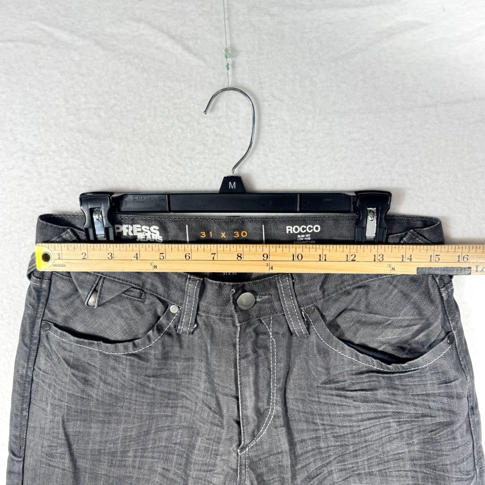 Express Express Mens Jeans Slim Straight 31x30 Distressed Gray Denim 5-Pocket Cotton Washed Y2K Rocco Slim fit Straight Leg Jeans Mens Size US 31 - 6 Thumbnail