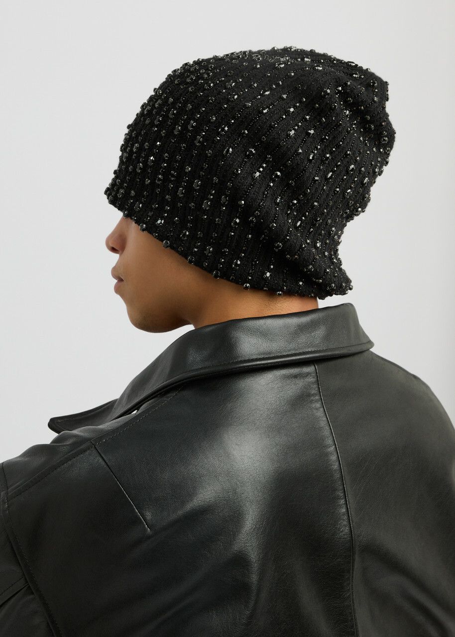 Amiri o1orln1025 Size: OS / Crystal Beanie Hat / Cap in Black Size ONE SIZE - 3 Thumbnail