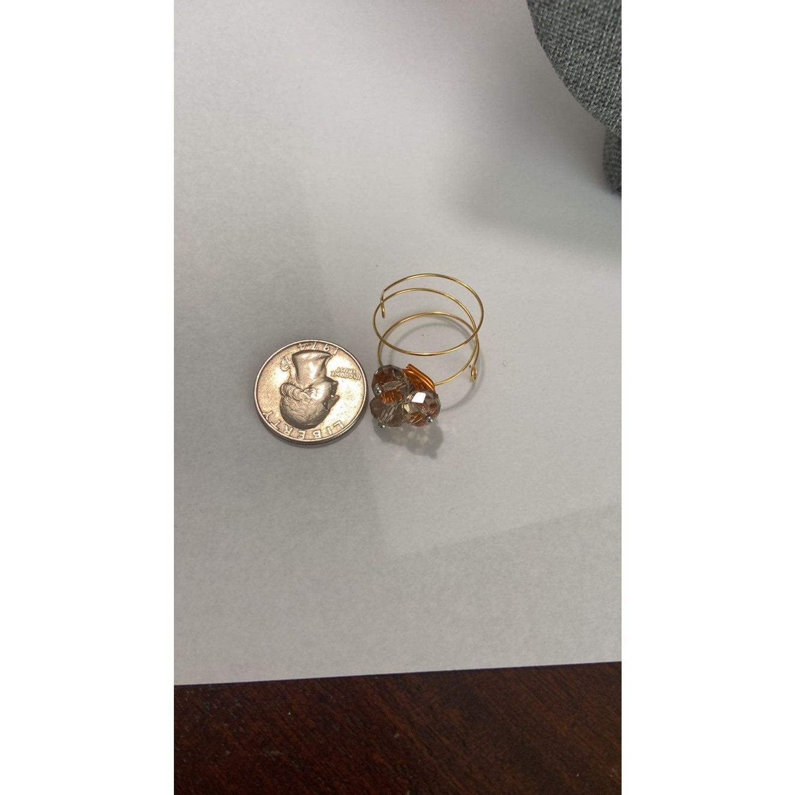 Handmade Handmade bead cluster ring gold tone Size ONE SIZE - 3 Thumbnail