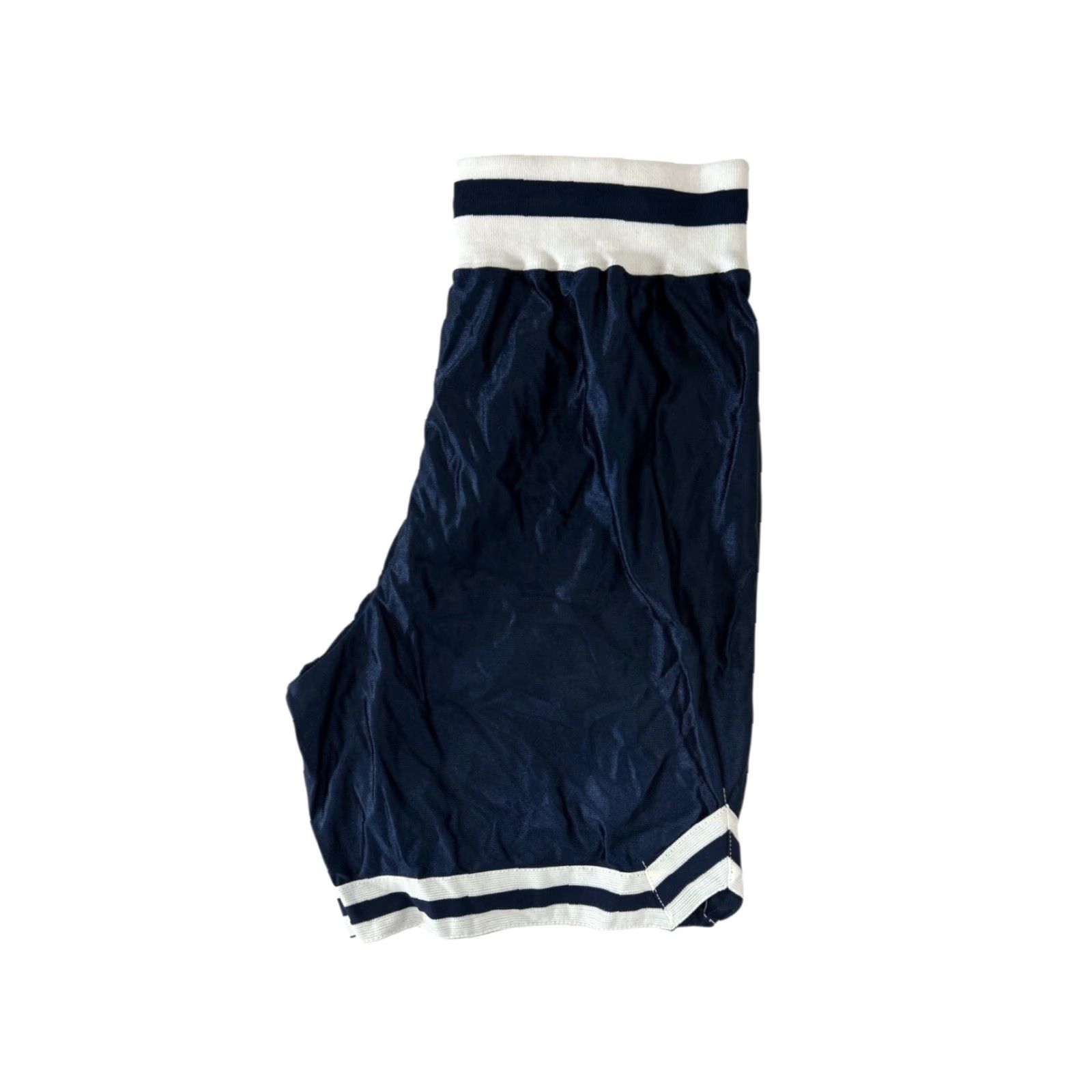Vintage VINTAGE Don Alleson Dazzle Basketball Shorts Womens L Navy White & Navy Stripes Waistband Piping 90s USA Athletic Nylon NOS NWT Size 36" / US 14 / IT 50 - 2 Thumbnail