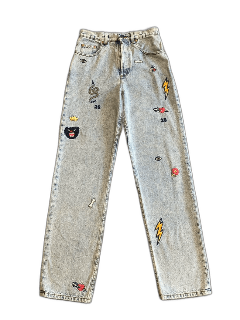 Gucci Embroidered Denim Pants Size 27-2506