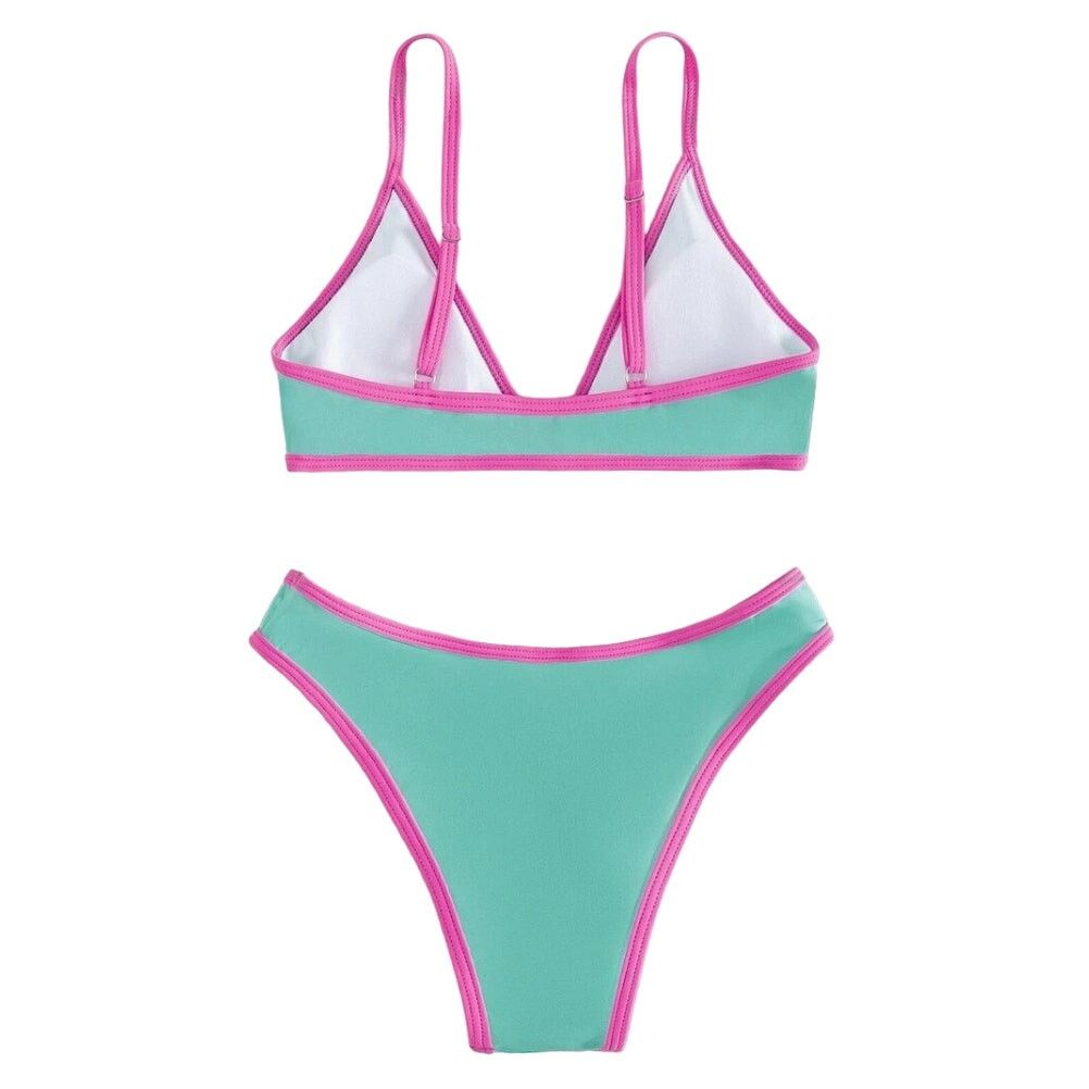 Shein Two-Piece Triangle Swim with Accent Bonding Set, Size M Size M / US 6-8 / IT 42-44 - 2 Thumbnail