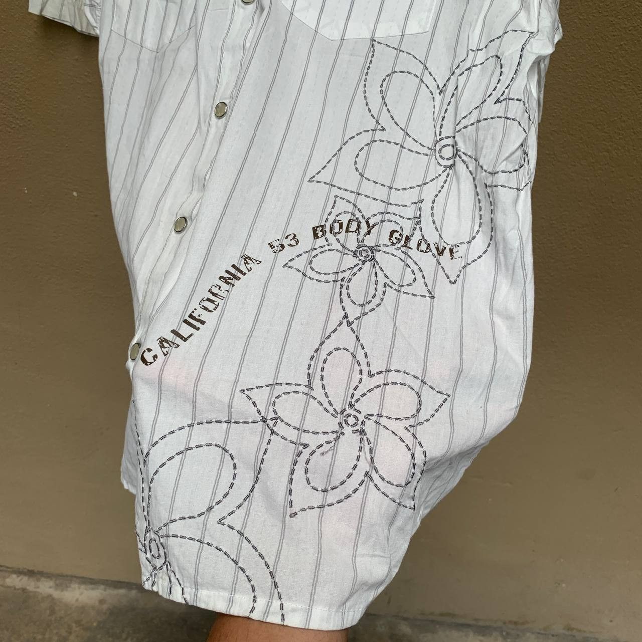 Body Glove Vintage Y2K BODYGLOVE Flowers Embroidery Short Sleeve Shirt Size US L / EU 52-54 / 3 - 3 Thumbnail