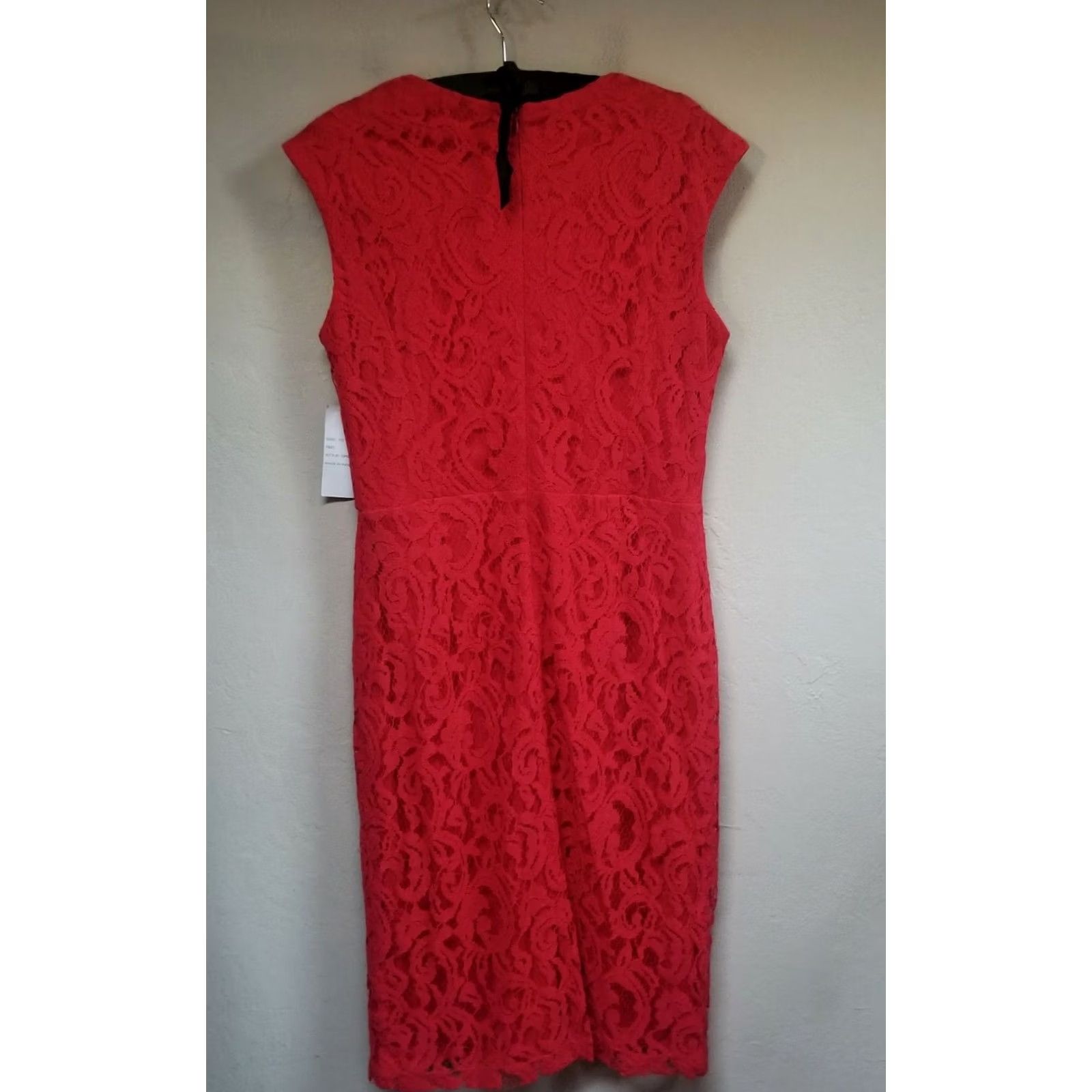 Vintage Donna Ricco New York Womens Red Lace Sheath Dress Cap Sleeve Size 10 DR20038 New Size L / US 10 / IT 46 - 2 Thumbnail