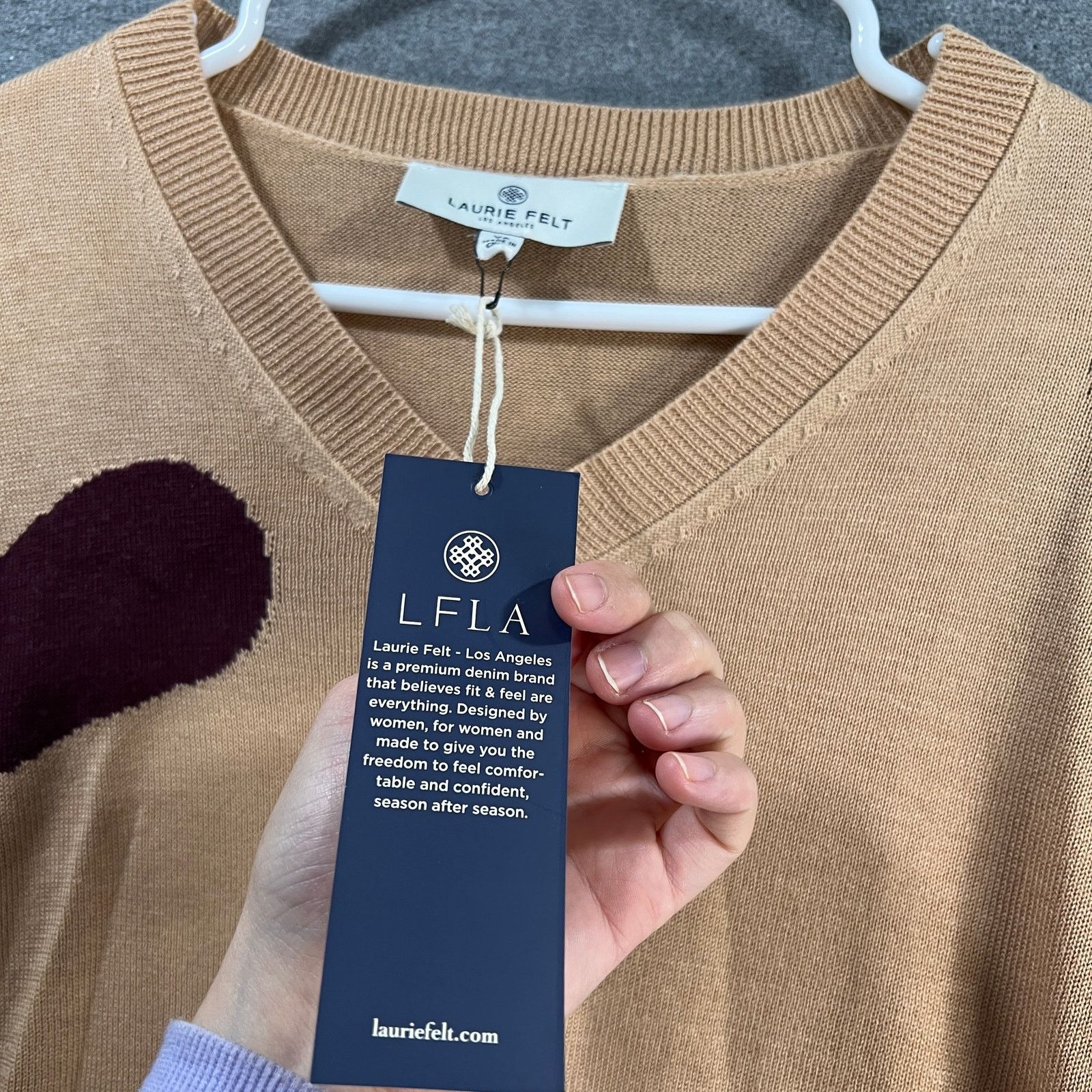 Other Laurie Felt Cashmere Blend Intarsia V-Neck Sweater Sand Size XS / US 0-2 / IT 36-38 - 8 Thumbnail