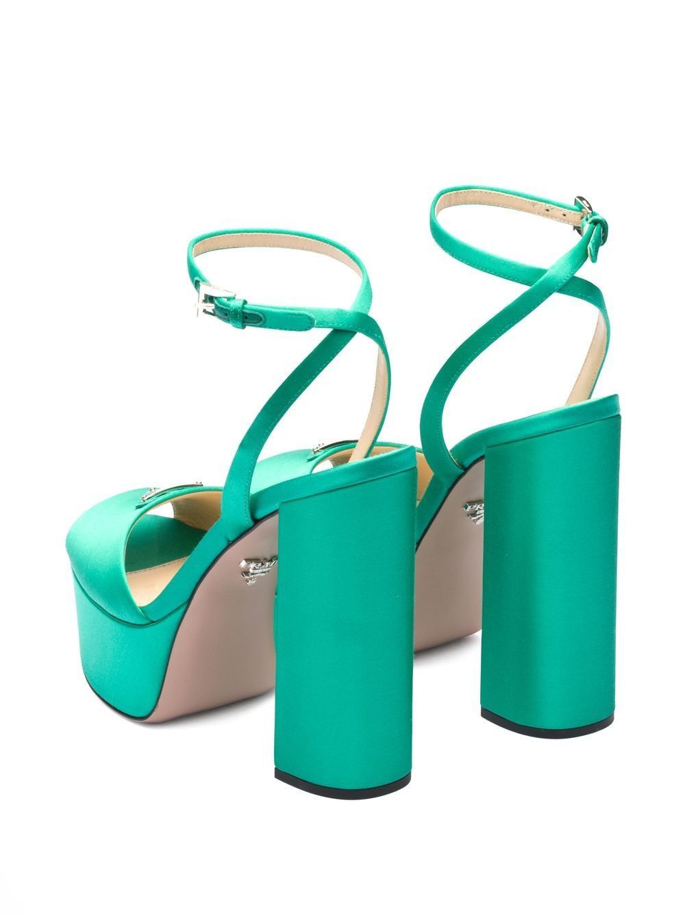 o1w1db11124 Logo-Plaque Satin Platform Sandals in Green