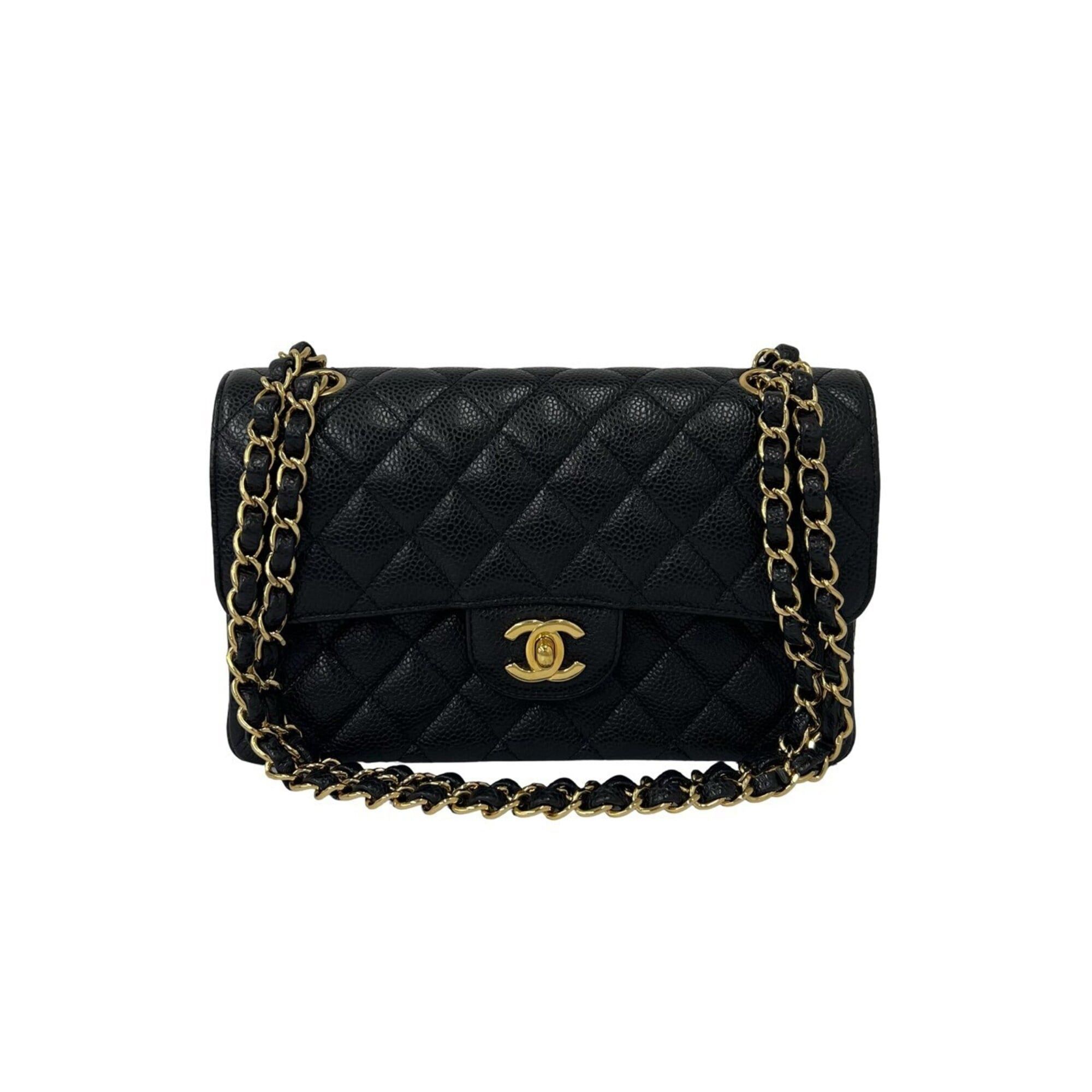 Chanel CHANEL Matelassé Coco Mark Double Flap Caviar Skin Shoulder Bag Black 39525 Size ONE SIZE - 1 Thumbnail