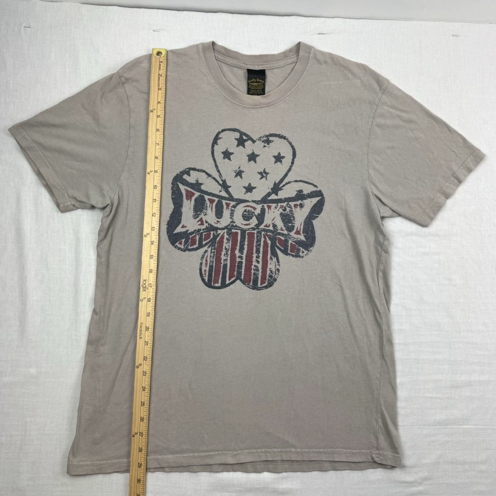 Lucky Brand VINTAGE Lucky Brand T Shirt Adult L Beige 4 Leaf Clover Hipster 90s Y2K California USA Mens Size US L / EU 52-54 / 3 - 7 Thumbnail