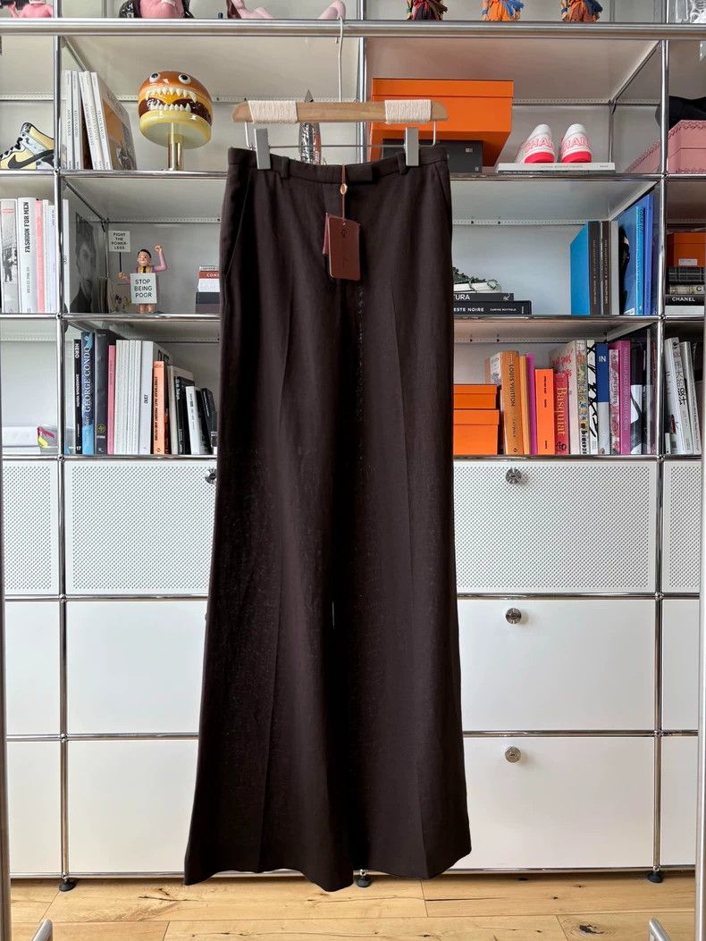 Loro Piana LORO PIANA Flax ebony brown wide leg trousers Size 26" / US 2 / IT 38 - 3 Thumbnail