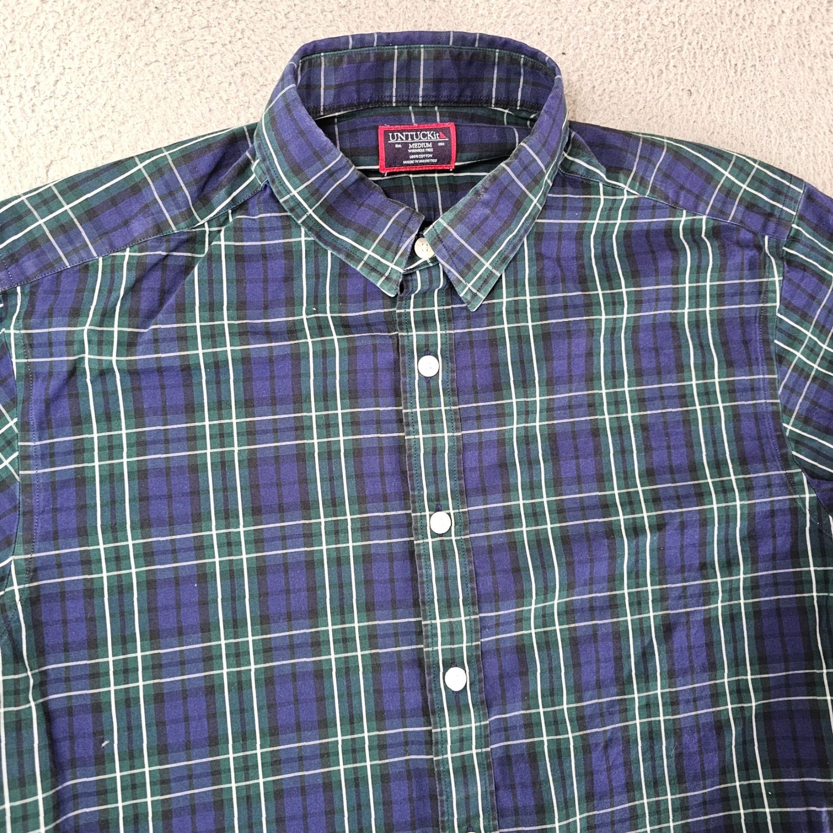 UNTUCKit UNTUCKit Shirt Mens M Blue Green Cotton Twill Button-Up Long Sleeve Casual Size US M / EU 48-50 / 2 - 2 Thumbnail
