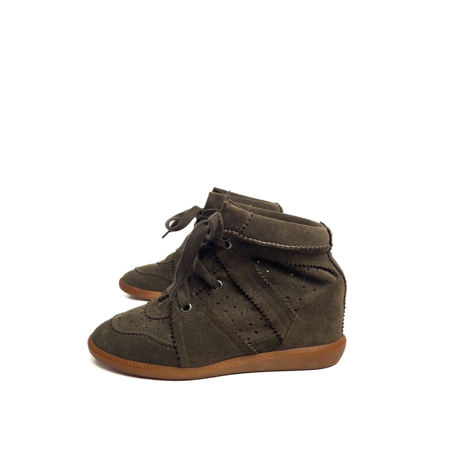Isabel Marant Green Suede Wedge Sneaker Size US 9.5 / IT 39.5 - 2 Thumbnail