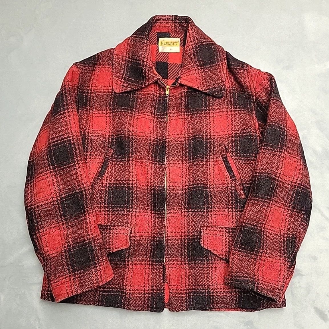 Vintage VINTAGE Penney's Jacket Men XL Red Buffalo Plaid Wool Mackinaw Made in USA Work Hunt Jacket Size US XL / EU 56 / 4 - 2 Thumbnail