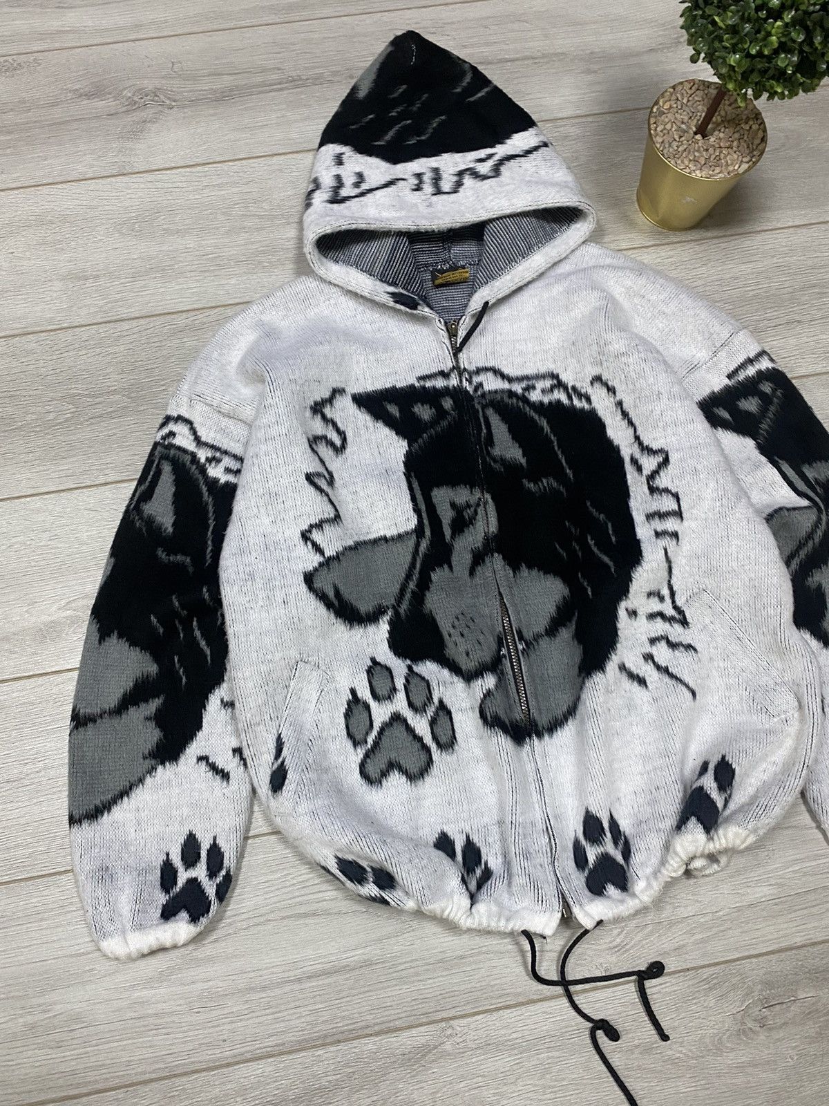 Vintage Wolves Dogs 🐺 forest Y2K vintage fleece zip all over print Size US XL / EU 56 / 4 - 2 Thumbnail