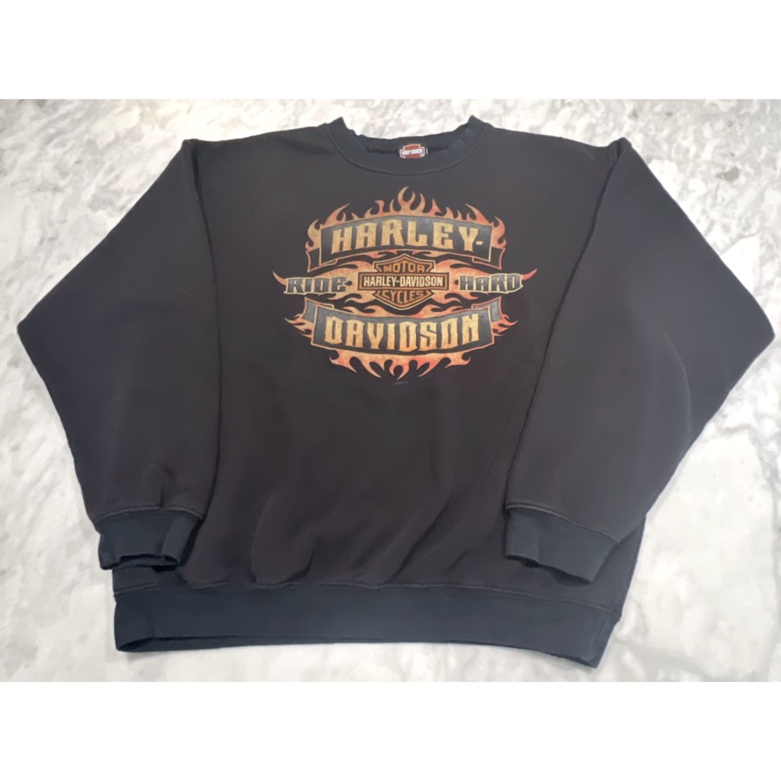 Harley Davidson Harley-Davidson Sweatshirt Men XL Black Phoenix AZ Flames Ride Hard Graphic Print Crew Neck Biker Motorcycle Pullover Size US XL / EU 56 / 4 - 5 Thumbnail