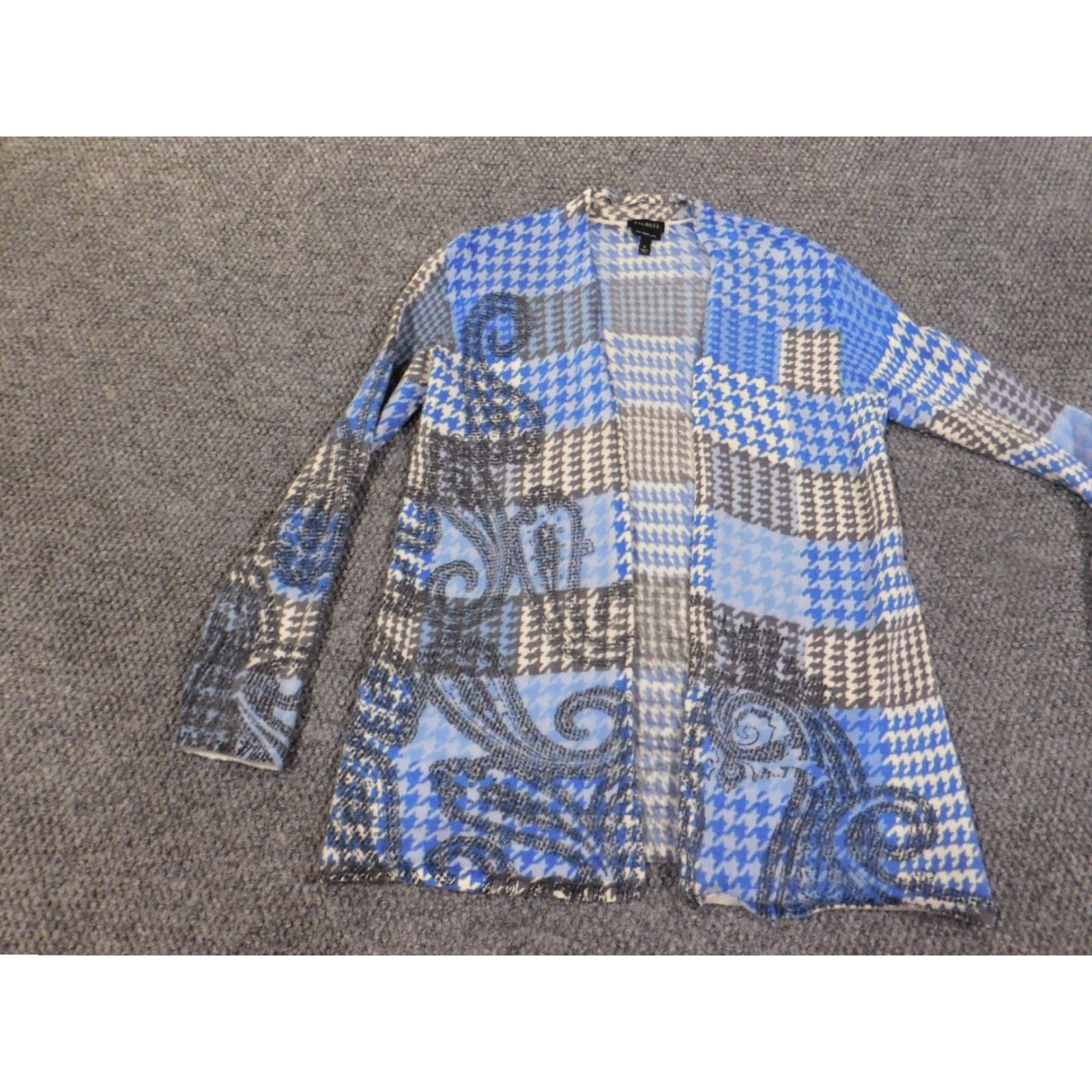 Talbots Talbots Sweater Cardigan Womens S Blue Wool Geometric Knit Geometric Vintage No Size S / US 4 / IT 40 - 3 Thumbnail