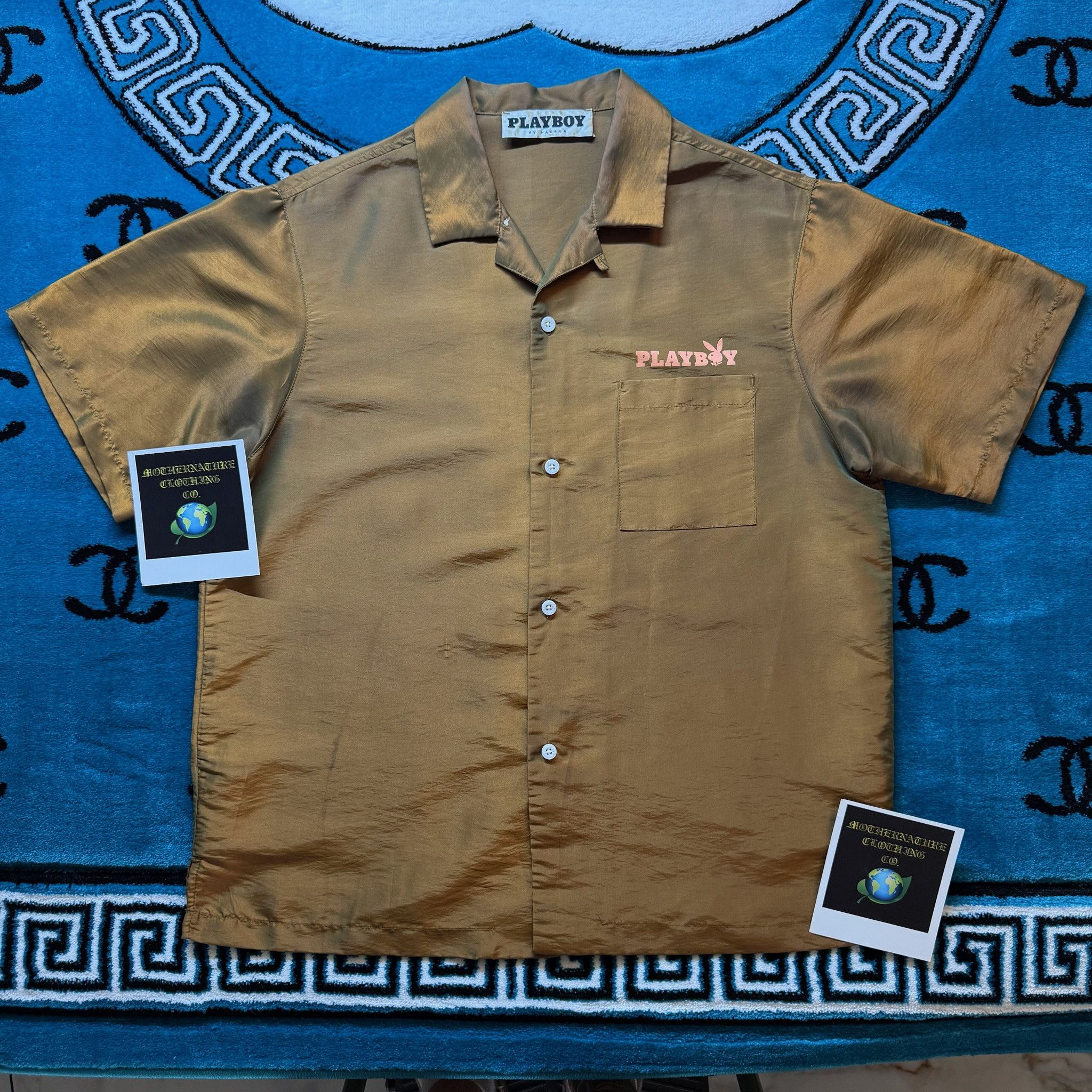 Playboy GOLD LUMINESCENCE HUES S/S CUBAN BUTTON UP SHIRT Size US M / EU 48-50 / 2 - 1 Thumbnail