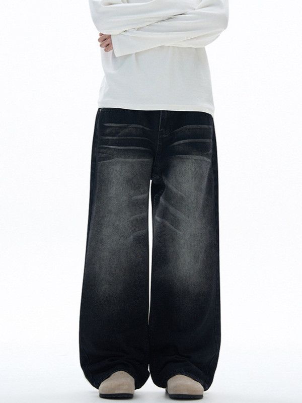 Vintage American High-Street Loose Washed & Distressed Black Jeans Size US 32 / EU 48 - 1 Thumbnail