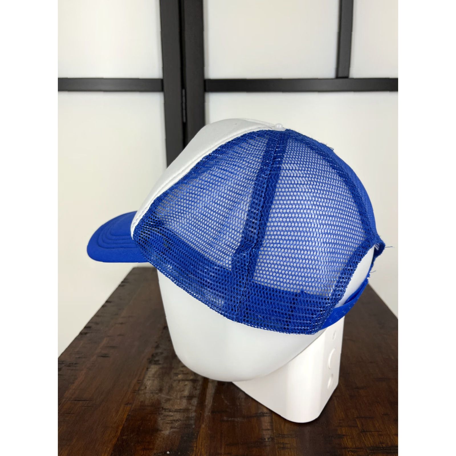 Vintage Snap Back Hat One Size Blue Trucker Polyester Outdoors Adult Size ONE SIZE - 5 Thumbnail