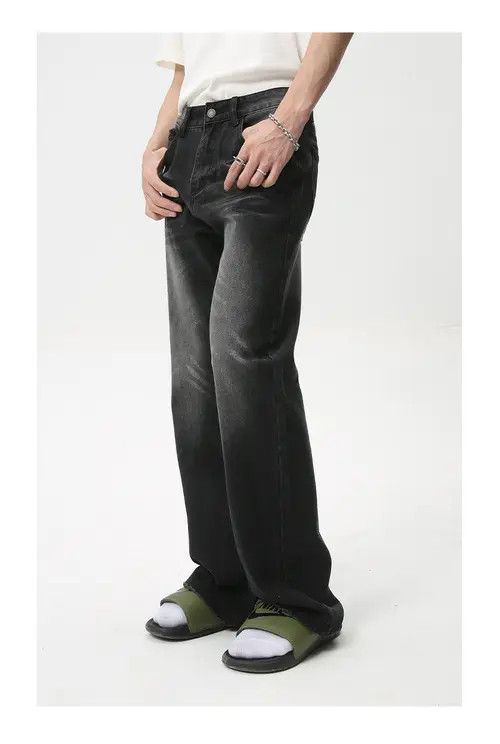 VIBE Black Vintage Washed Relaxed Flared Jeans Size US 32 / EU 48 - 2 Thumbnail