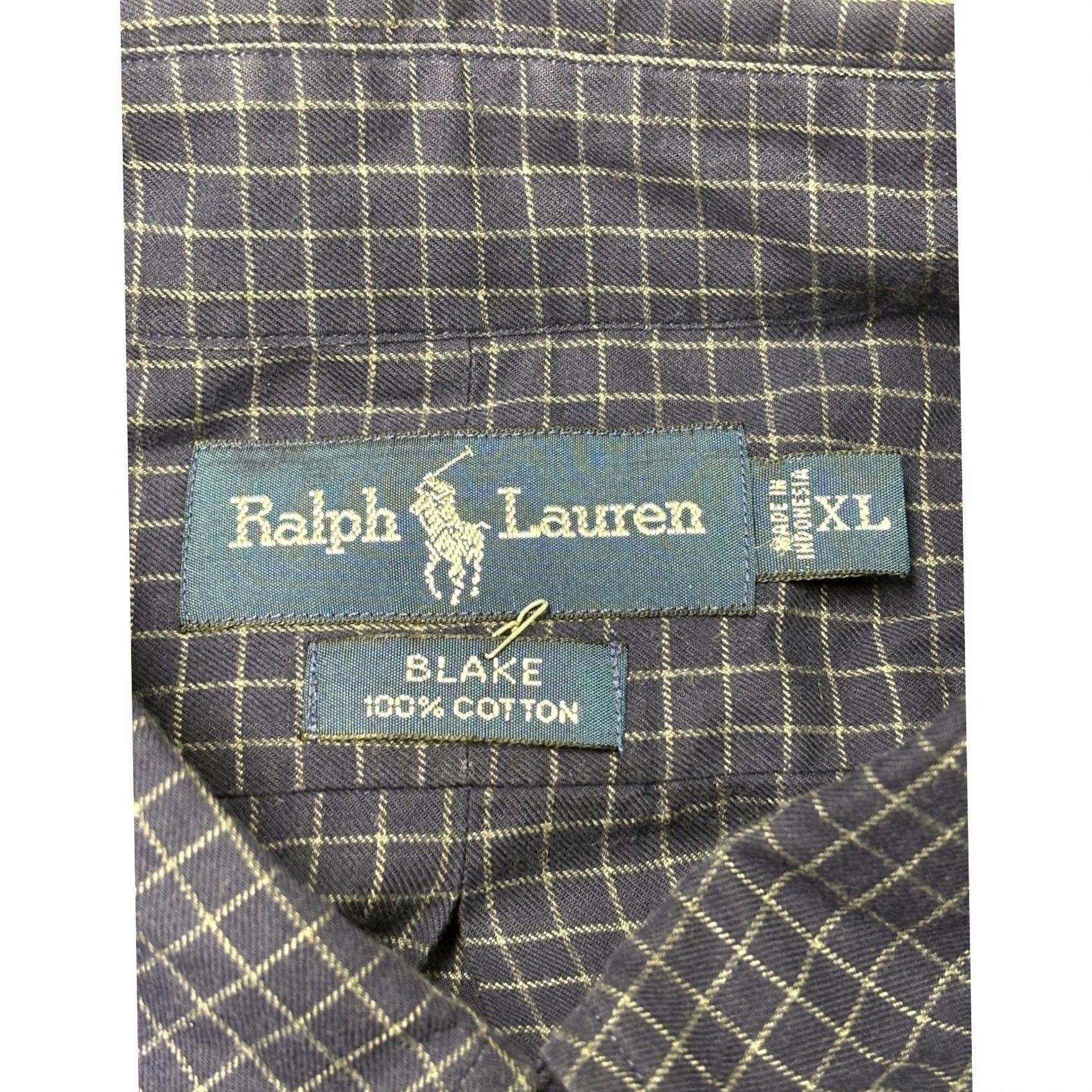 Polo Ralph Lauren Polo Ralph Lauren Blake Mens XL Navy Blue Check Cotton Button-Down Shirt Long Size US XL / EU 56 / 4 - 4 Thumbnail