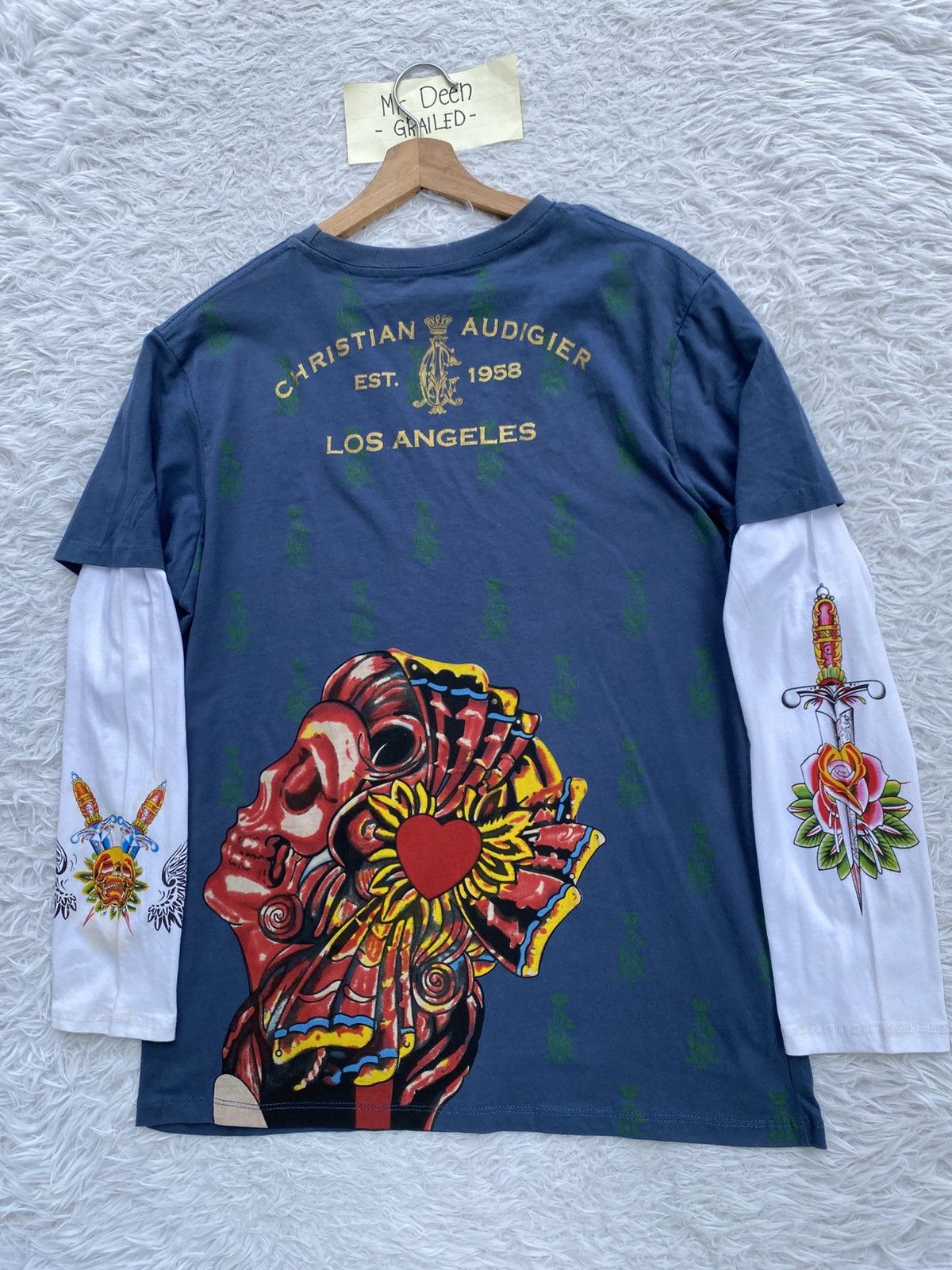 Christian Audigier Christian Audigier Men's M Long Sleeve Graphic Skull Tee Size US M / EU 48-50 / 2 - 15 Thumbnail