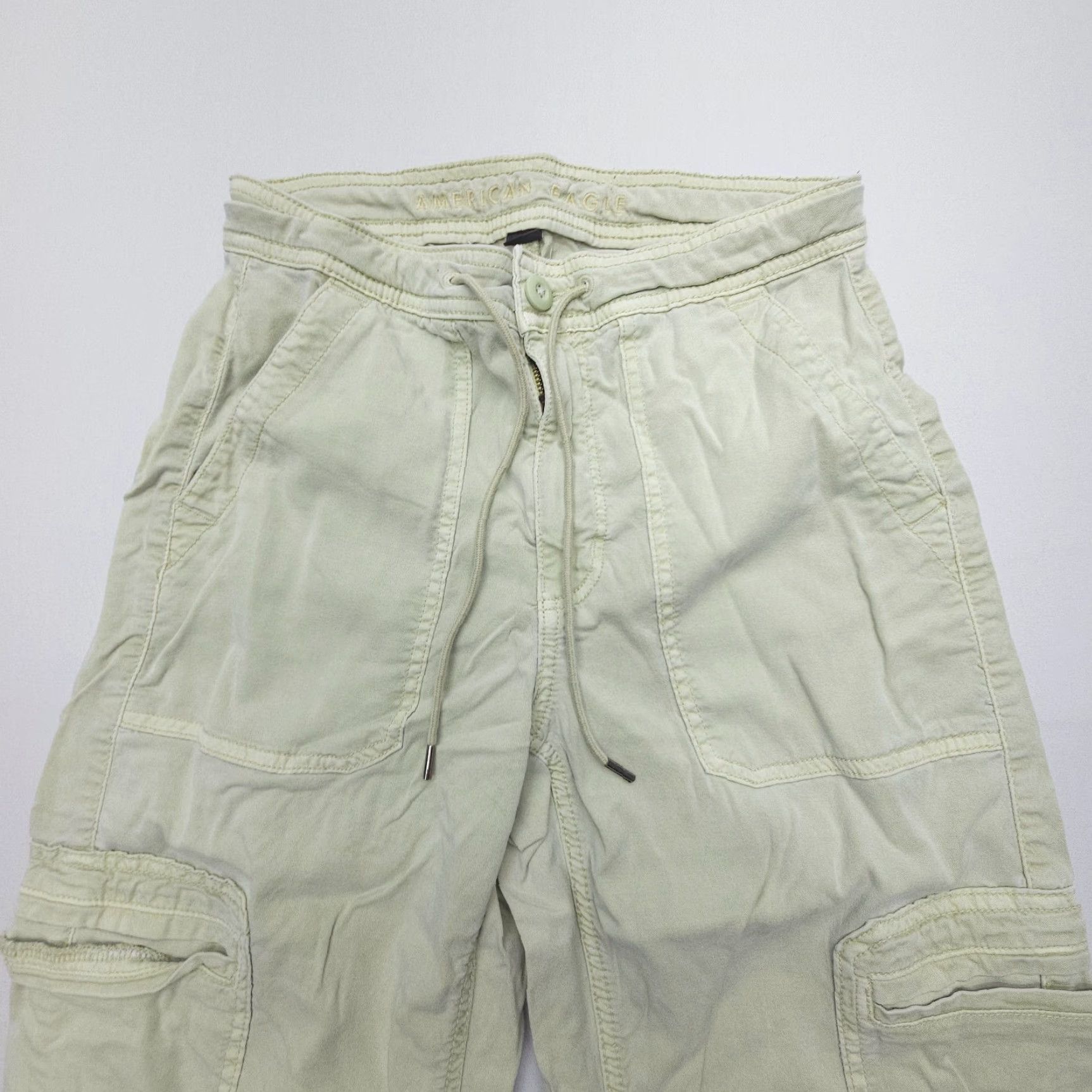 American Eagle Outfitters American Eagle Outfitters Baggy Wide-Leg Cargo Pants Womens 2 Light Green Twill Recreation Casual Size 26" / US 2 / IT 38 - 3 Thumbnail