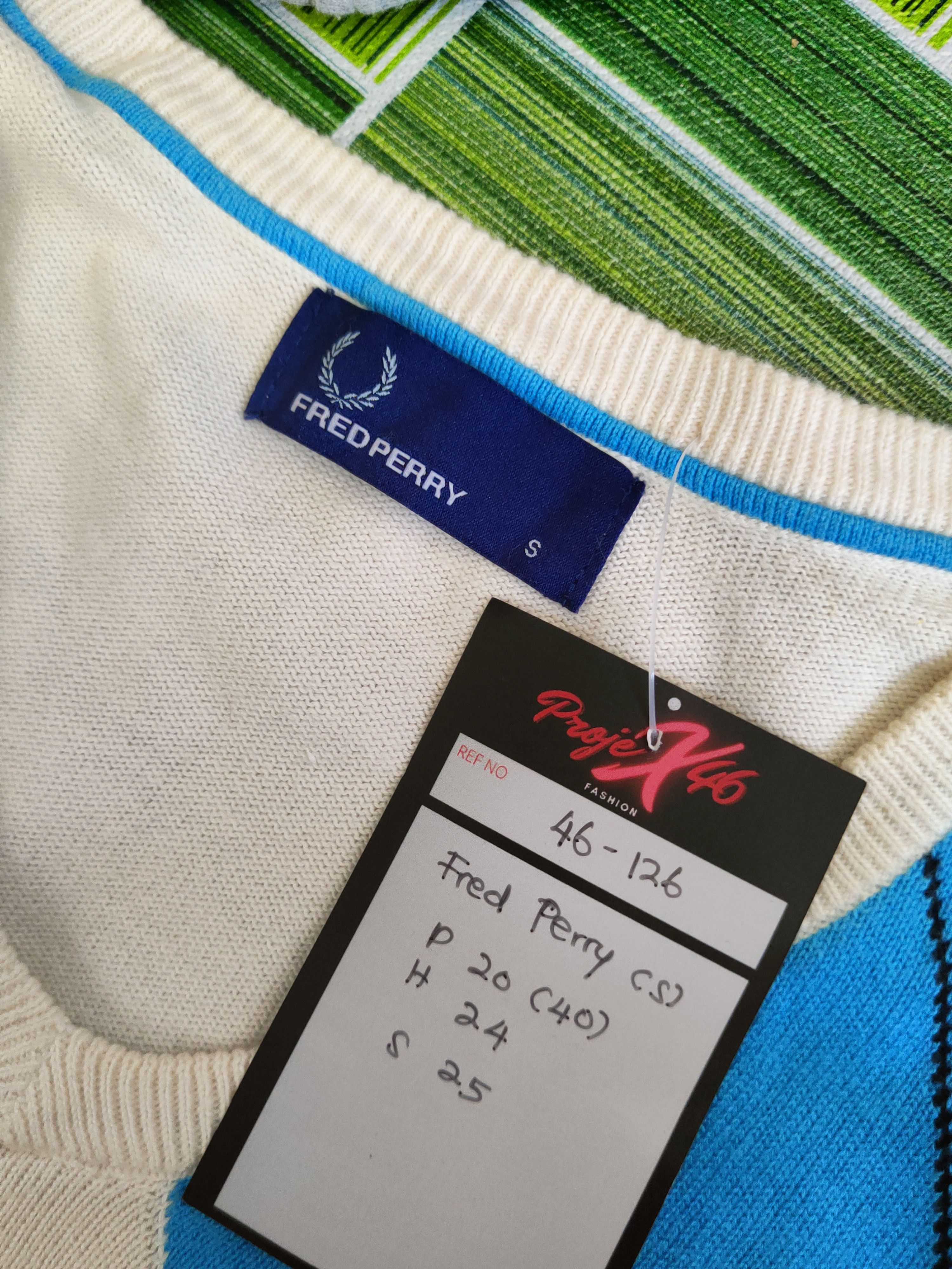 Fred Perry DL Fred Perry White Blue Knitwear Sweatshirts #46-126 Size US S / EU 44-46 / 1 - 13 Thumbnail