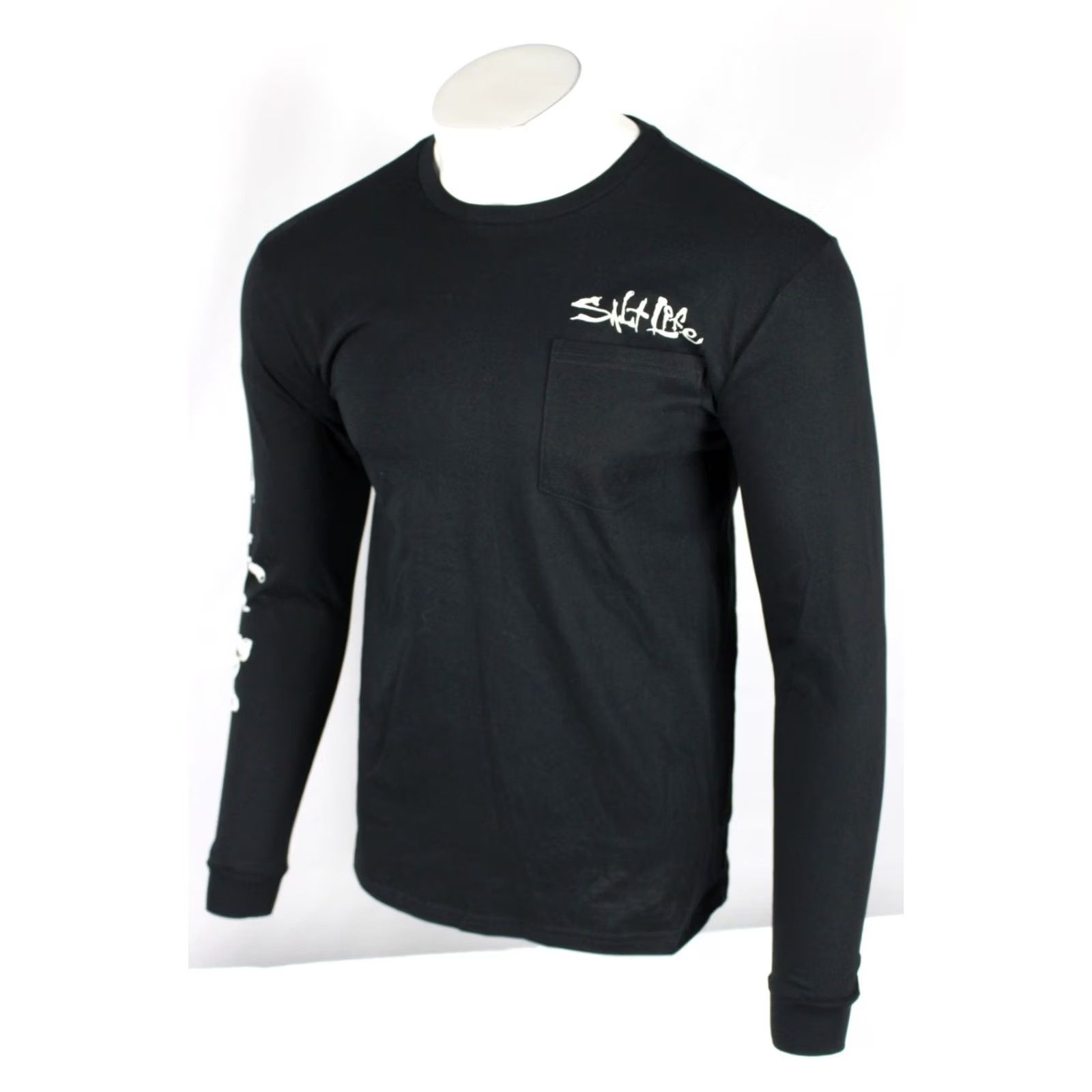Vintage Salt Life Men's Secret Spot Graphic Long Sleeve Pocket T Shirt M Black Shirt Mens Adult Medium Black Graphic Print Fish Logo Crew Neck Size US M / EU 48-50 / 2 - 2 Thumbnail