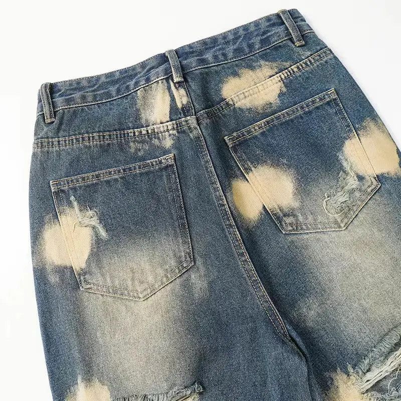 Japanese Brand × Jean Vintage loose casual ripped tie-dye jeans Size US 31 - 4 Thumbnail