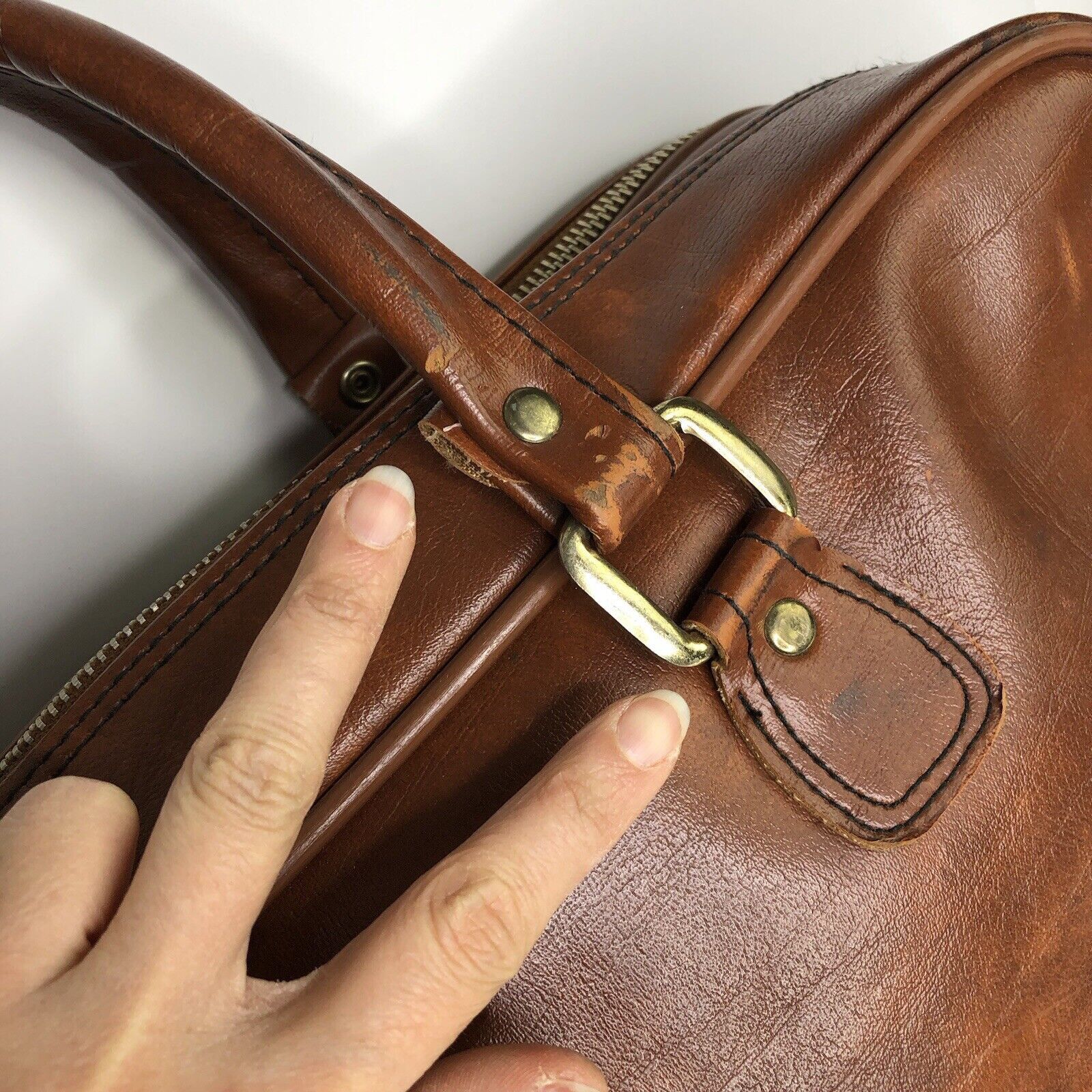 Sears Vtg Sears Briefcase Carry-on Brown Bag FauxLeather 21”x12.5” Size ONE SIZE - 4 Thumbnail