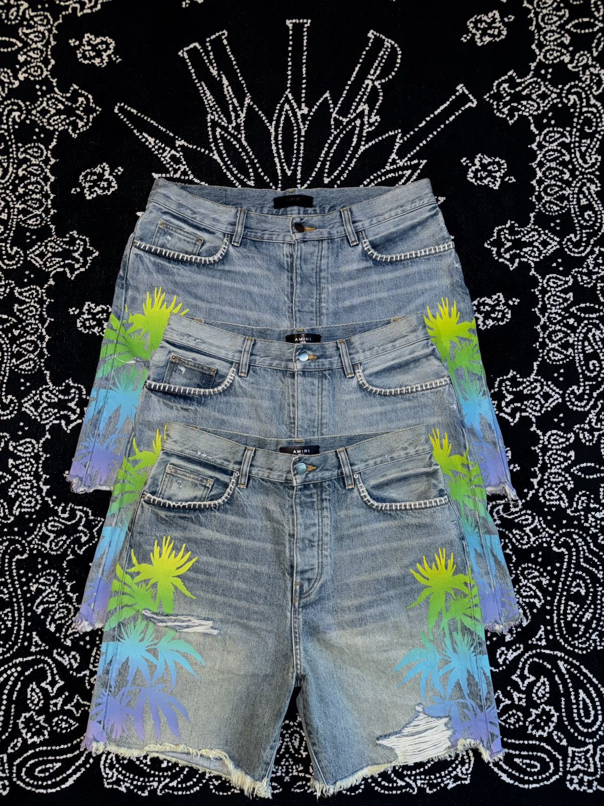 Amiri AMIRI ETERNAL HAPPINESS DENIM DISTRESSED SHORTS Size US 33 - 1 Thumbnail