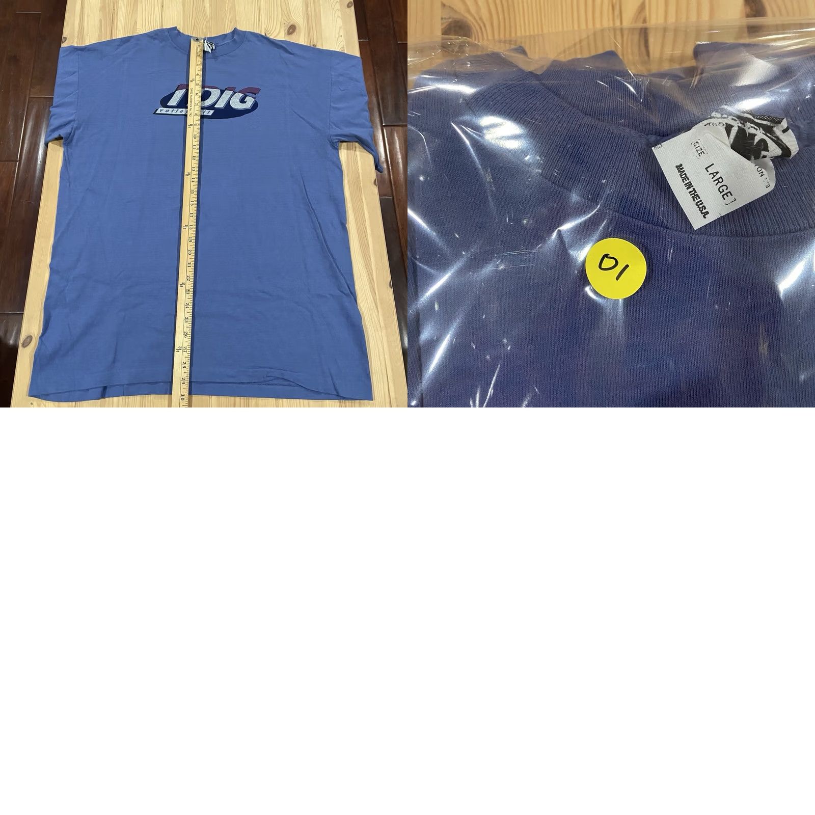 TEE JAYS VINTAGE 90s Glitter I Dig Volleyball Shirt L Tee Jays Cotton USA Shirt Men Blue 90s Glitter Stitch Short Sleeve Crew Neck 100% Cotton Size US L / EU 52-54 / 3 - 8 Thumbnail
