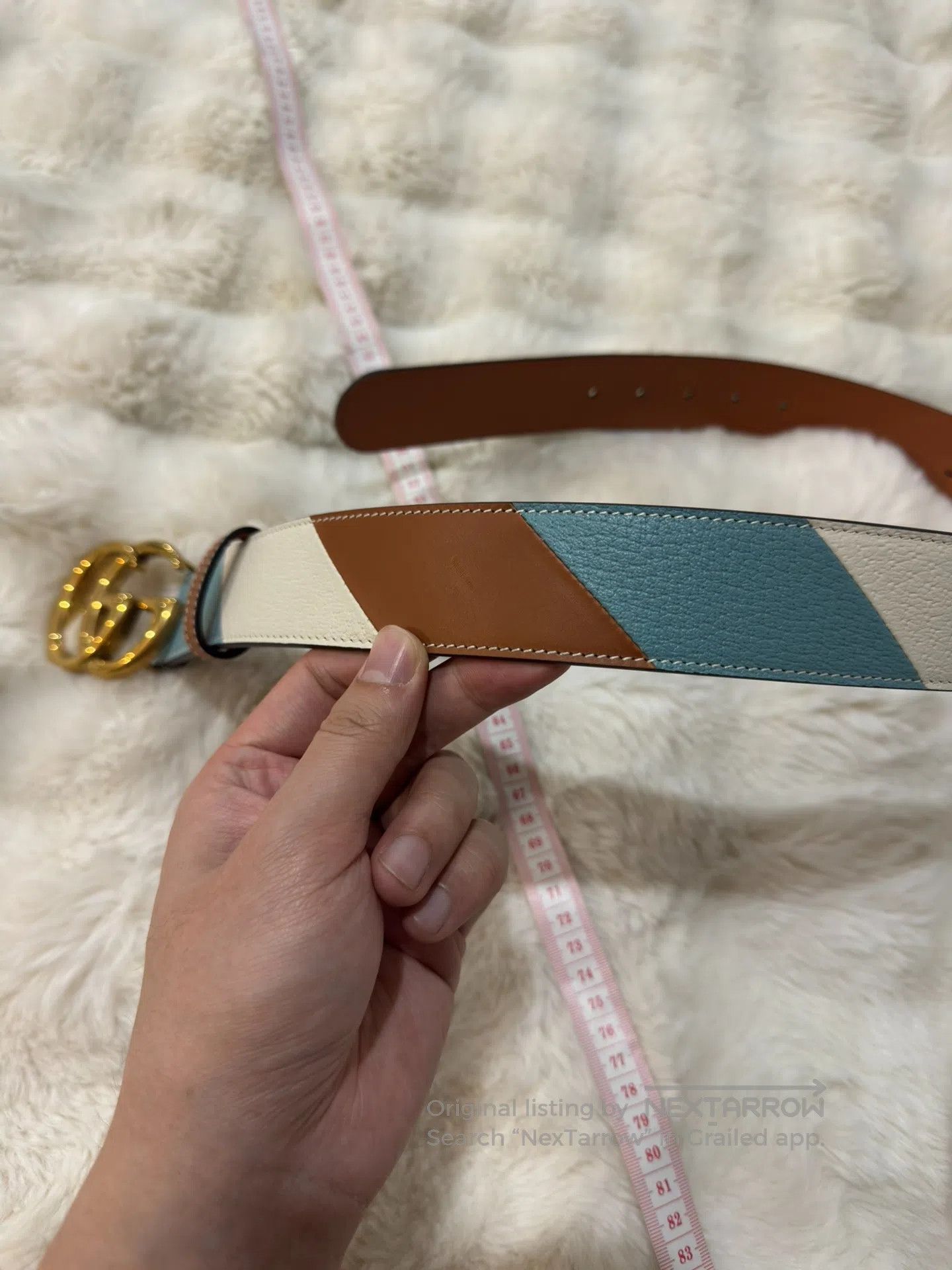 Gucci Guicci size 80 Contrasting Gold G Buckle Belt| Size ONE SIZE - 9 Thumbnail