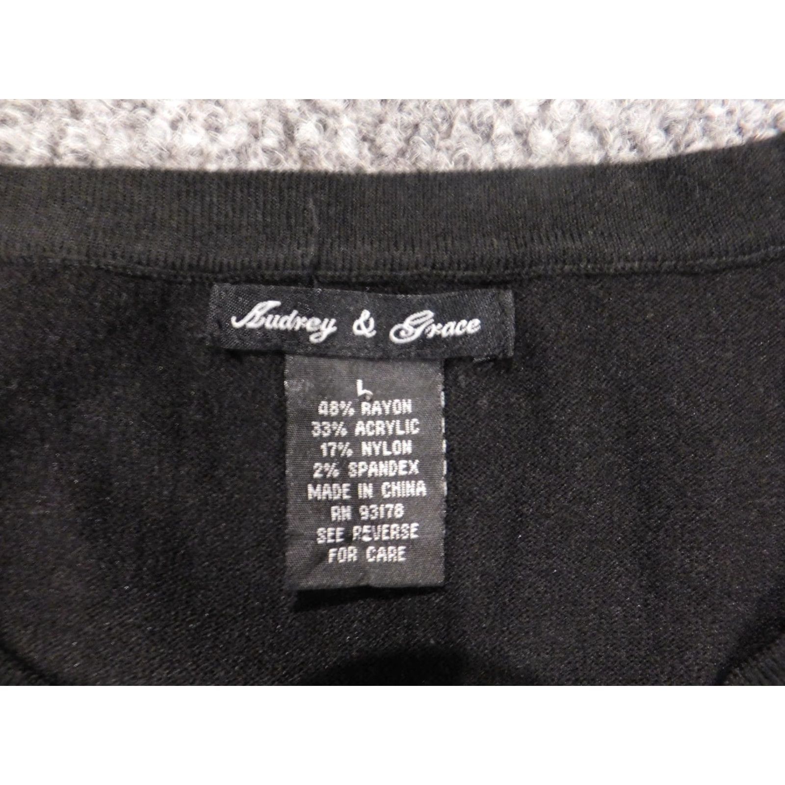 Vintage Audrey & Grace Blouse Shirts Womens L Black Crew Neck Pullover Knit Cotton Casual Stretch Regular Solid Button Vintage No Size L / US 10 / IT 46 - 4 Thumbnail