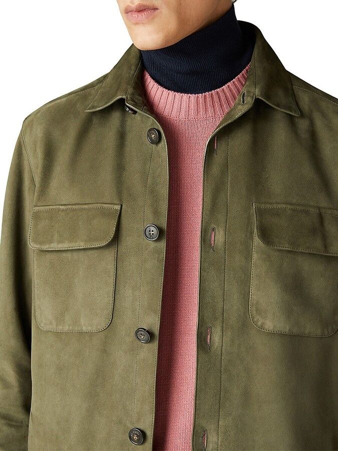 Loro Piana o1w1db10724 Lowe Suede Overshirt in Green Size US M / EU 48-50 / 2 - 4 Thumbnail