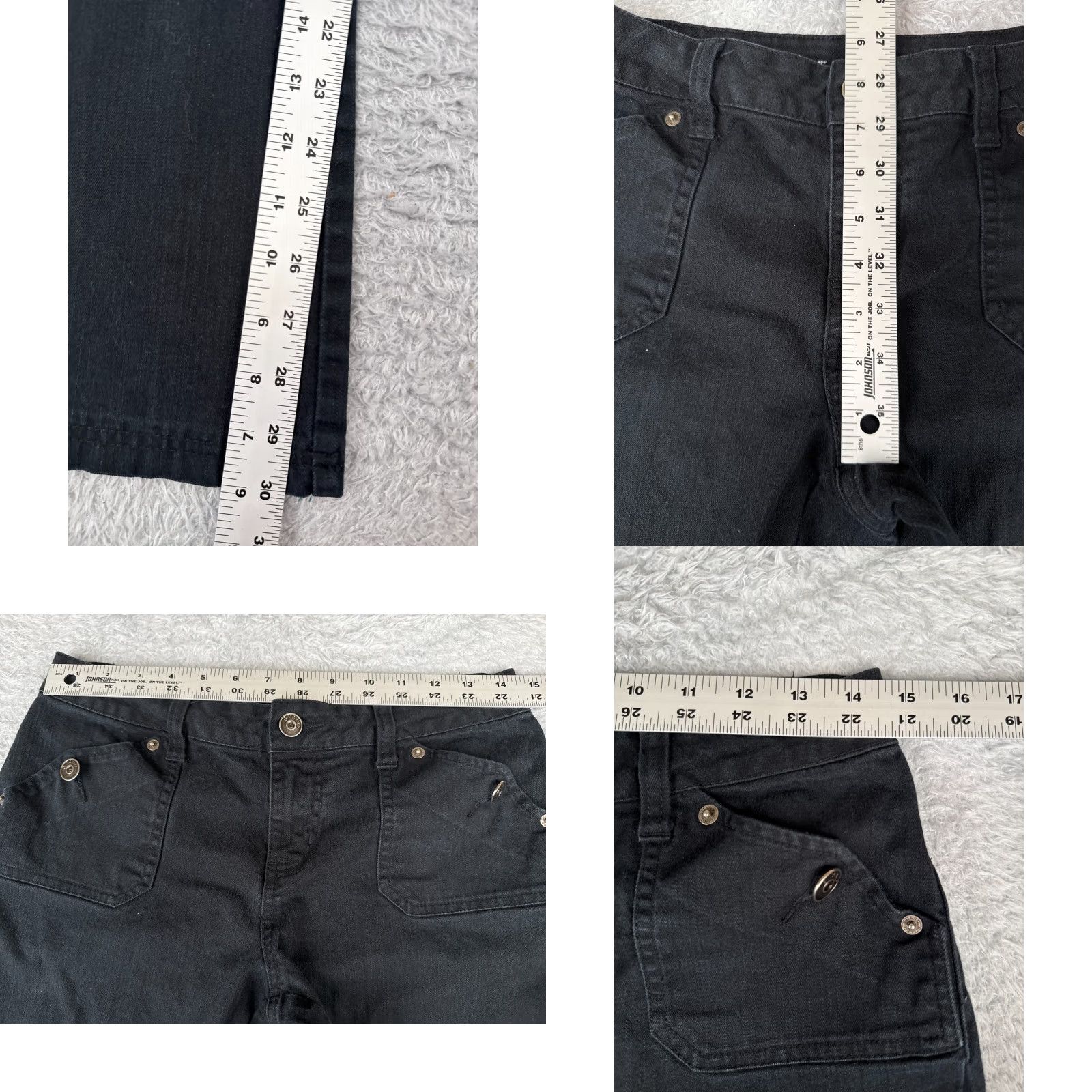 Denime Gianto Jeans Women Bootcut 6 Black Denim 28x31 Mid Rise 5-Pocket Cotton Stretch Flap Pocket Zipper Button Modern Jeans Womens Size 28" / US 6 / IT 42 - 8 Thumbnail