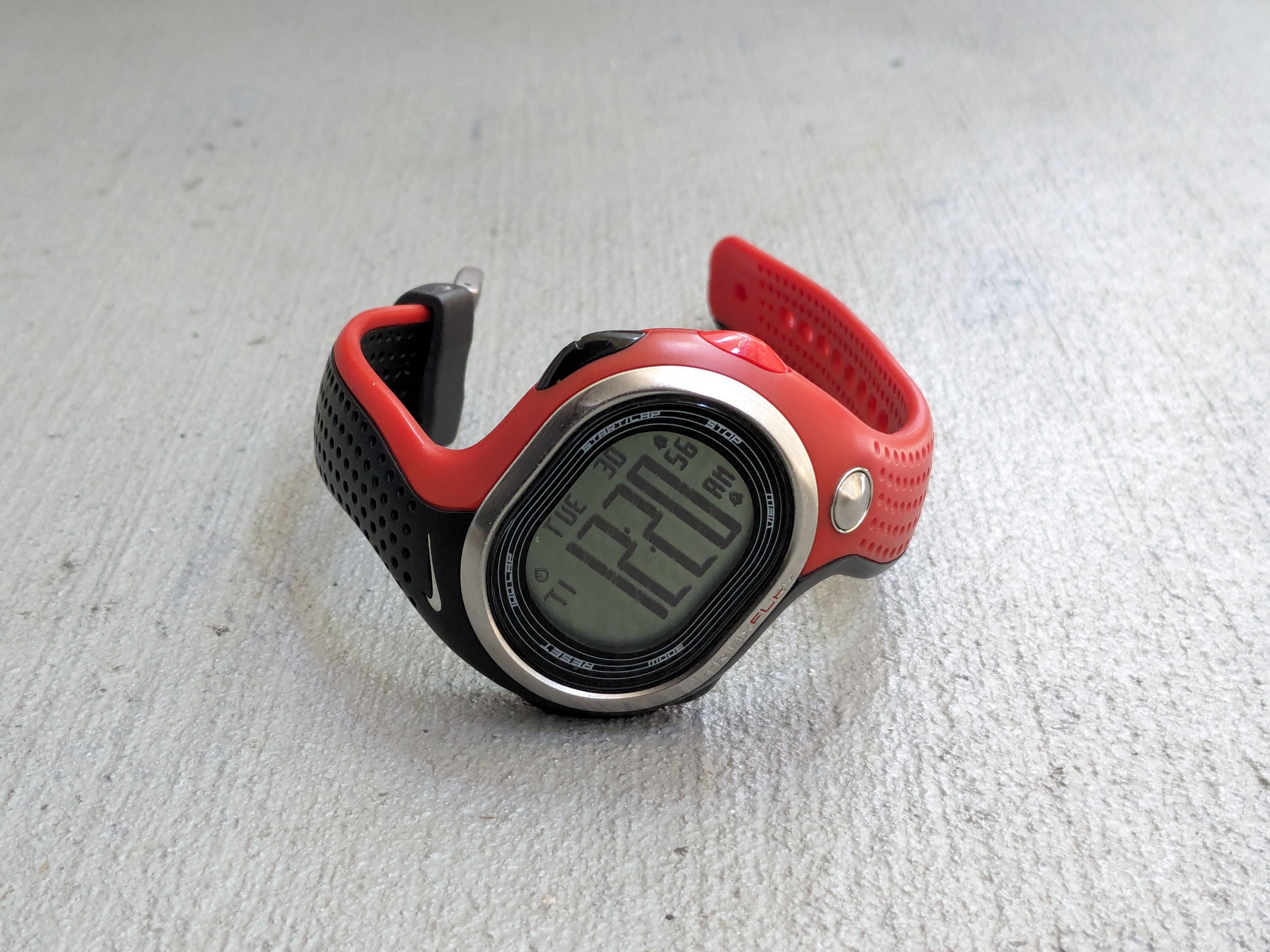 image of Nike Triax Fury Watch Black Red Digital Rubber Sports in Red Black, Men's