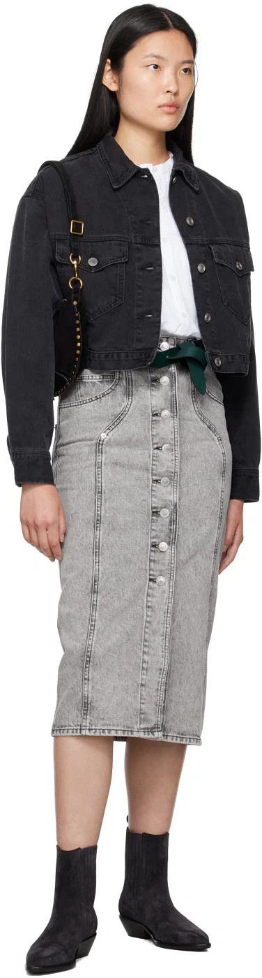 Isabel Marant o1B3y1r0526 Tadia Denim Jacket in Black Size M / US 6-8 / IT 42-44 - 2 Thumbnail