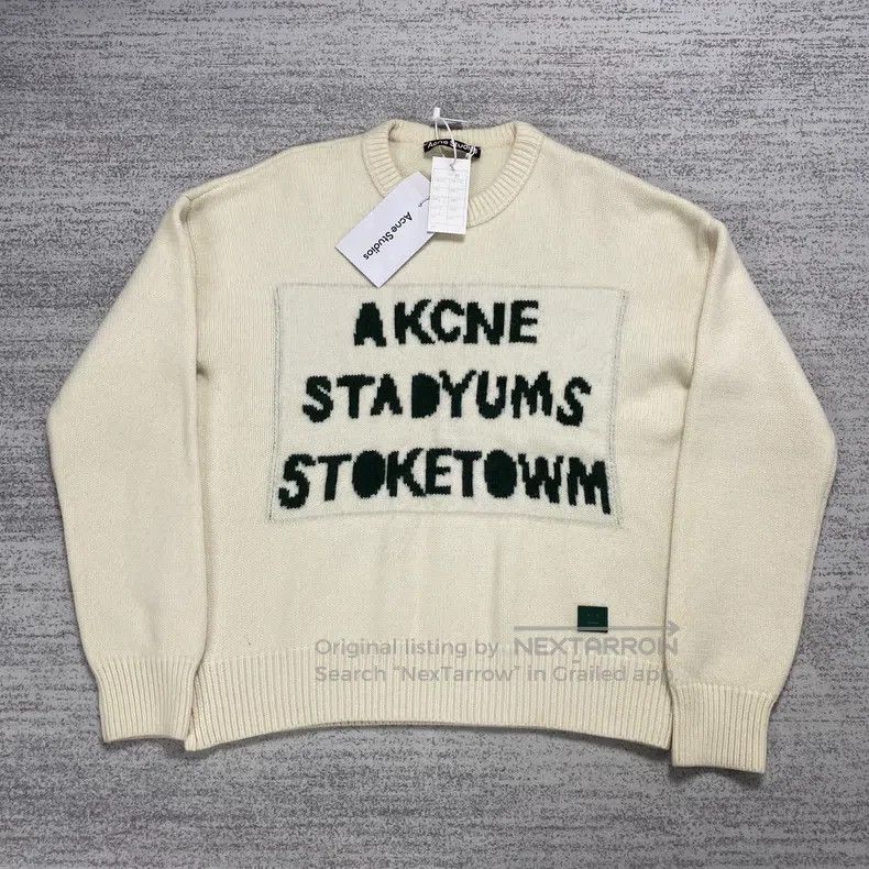 Acne Studios Acne Studios Beige Logo Embroidered Smile Face Wool Sweate Size XS / US 0-2 / IT 36-38 - 1 Thumbnail