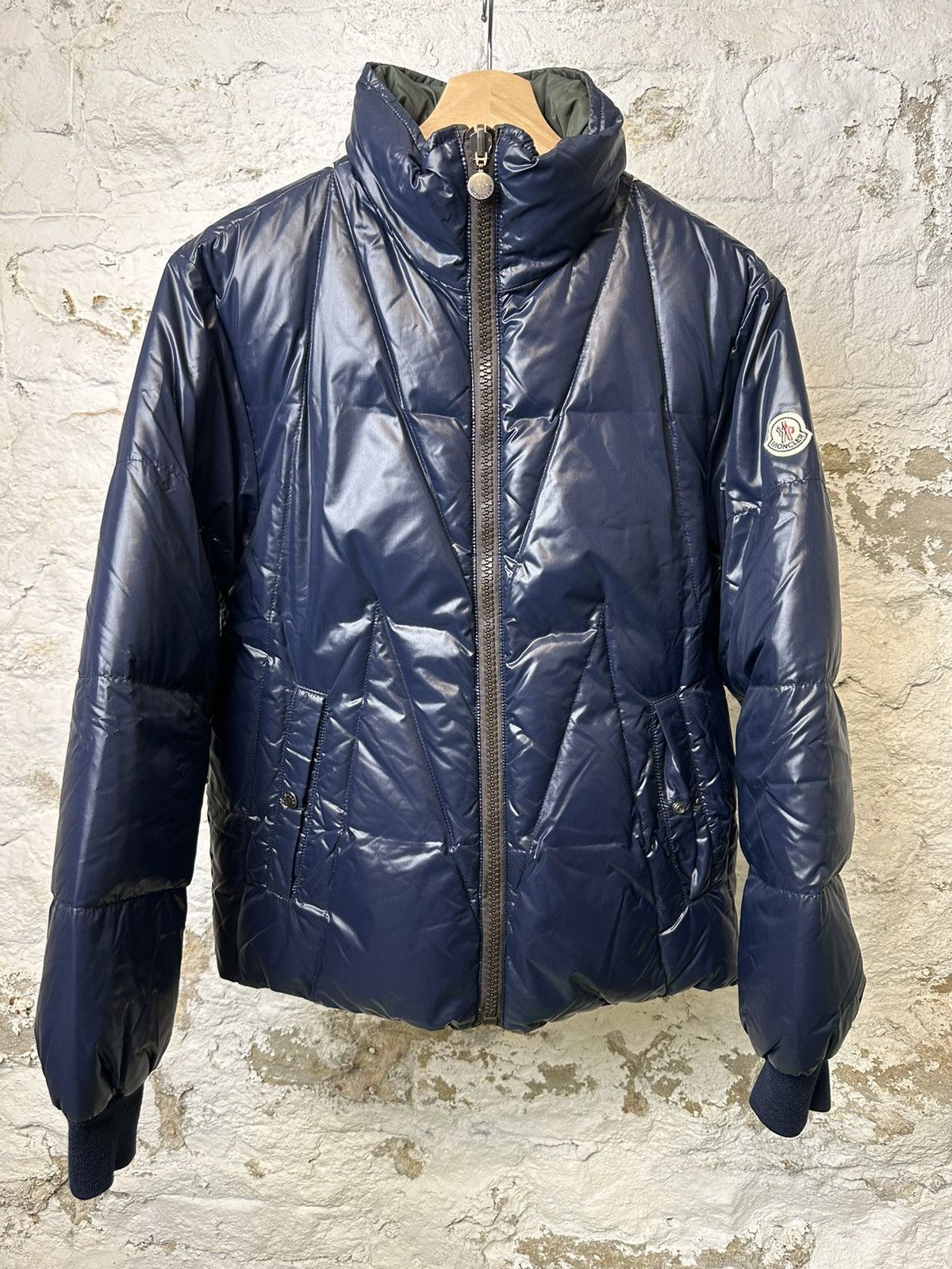 image of Moncler Benoit Reversible Down Puffer Jacket Coat Size 1 in Blue, Men's