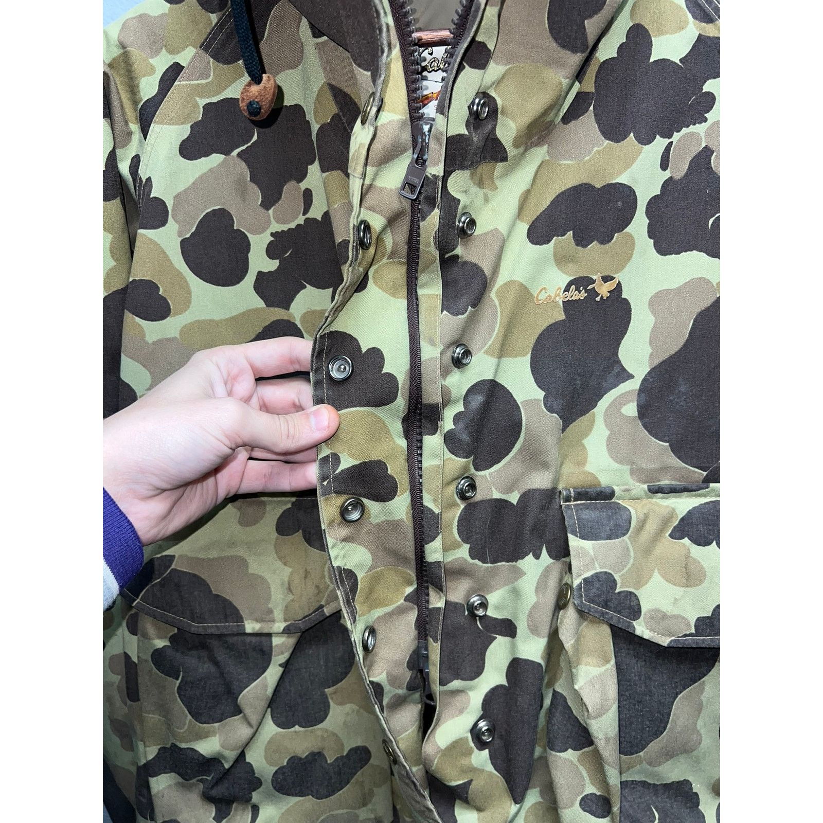 Vintage Vintage Cabelas Duck Camo Jacket Hooded Hunting Cabela's M Size US M / EU 48-50 / 2 - 8 Thumbnail
