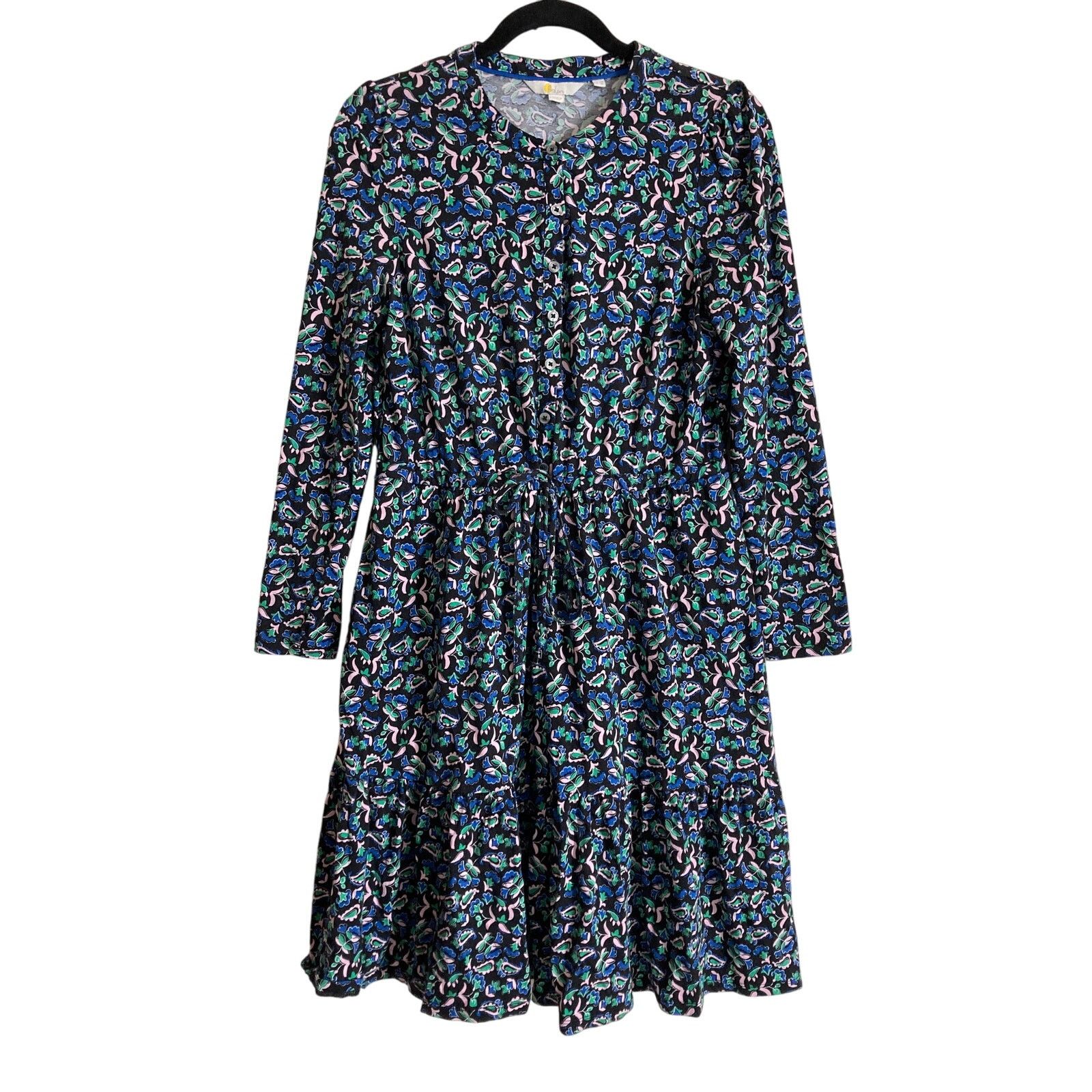 Boden Boden Cotton Blue Floral Paisley Button Front Tiered Dress Size M / US 6-8 / IT 42-44 - 1 Thumbnail