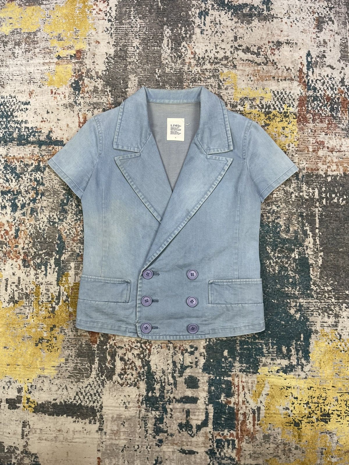 Limi Feu LIMI feu Cotton Crop Double Breasted Denim Jacket Size S / US 4 / IT 40 - 1 Thumbnail