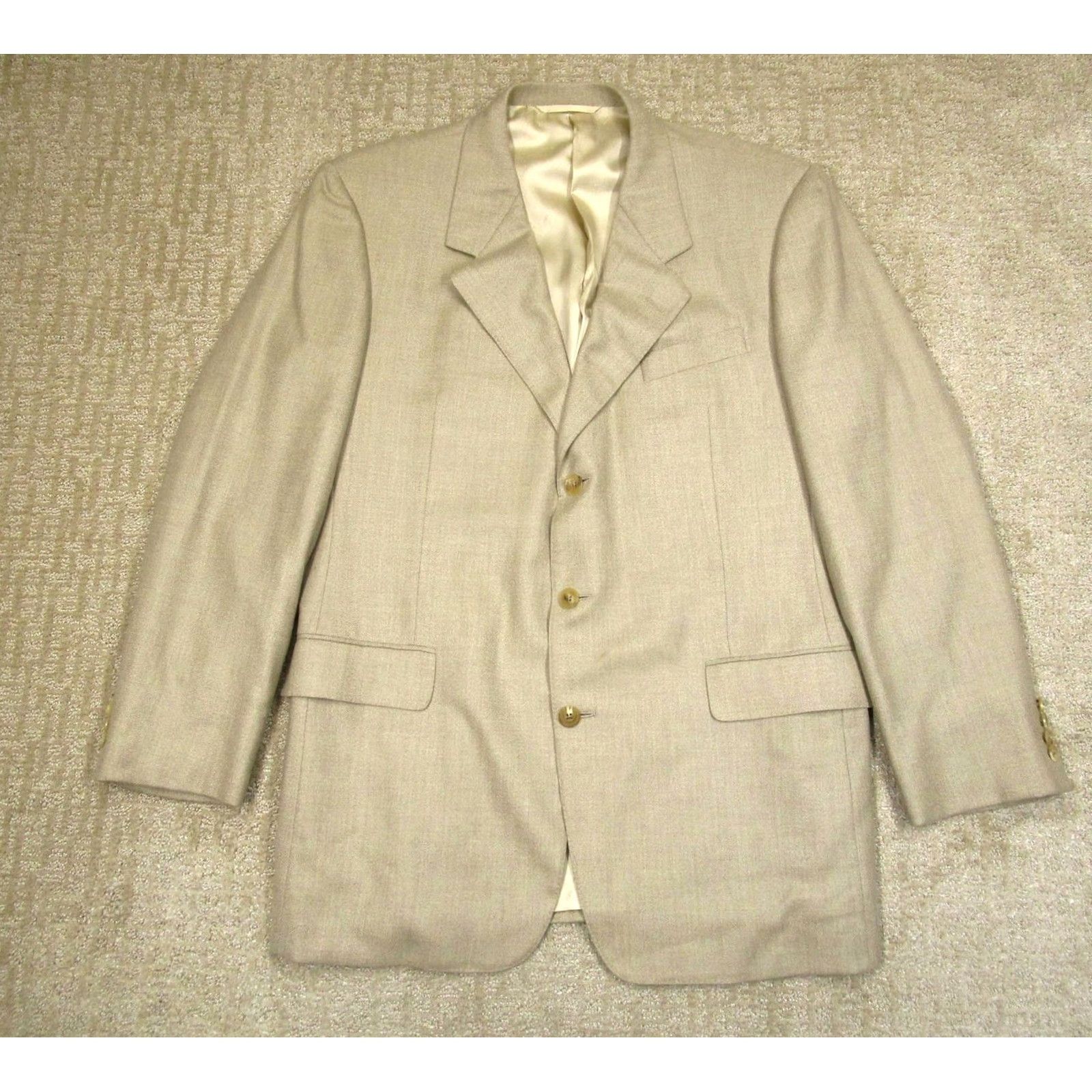 Loro Piana Hickey Freeman Sport Coat Beige Cashmere 2 Piece Blazer Men 43 Long Vintage 100% Loro Piana USA Men Size 46R - 2 Thumbnail