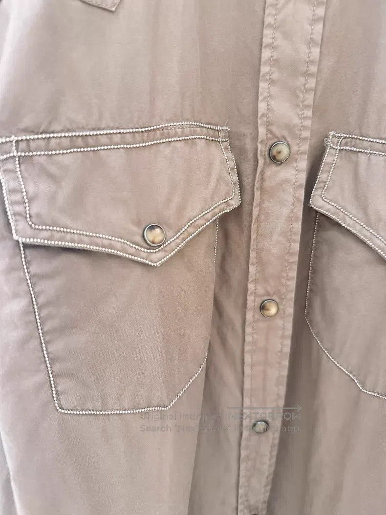 Brunello Cucinelli Brunello Cucinelli Vintage Style Khaki Shirt Dress Size M / US 6-8 / IT 42-44 - 4 Thumbnail