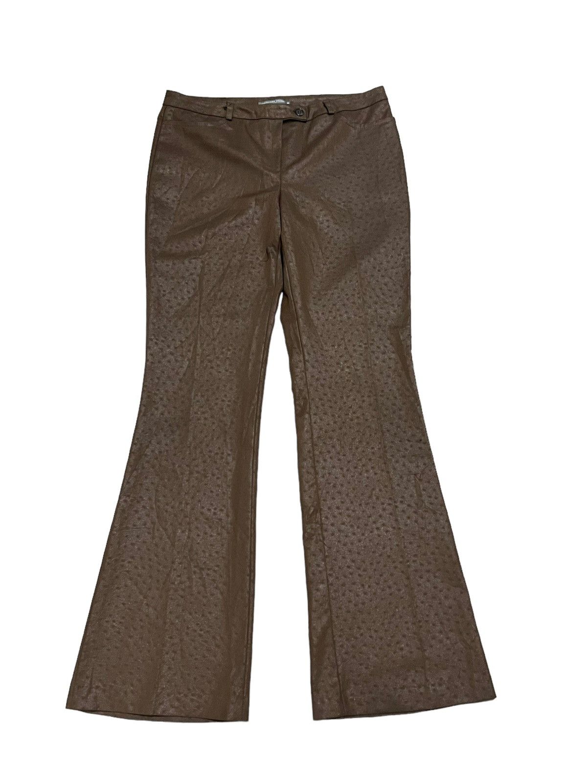 image of Alexander Mcqueen Wax Coated Flared Pants in Tan, Men's (Size 30)